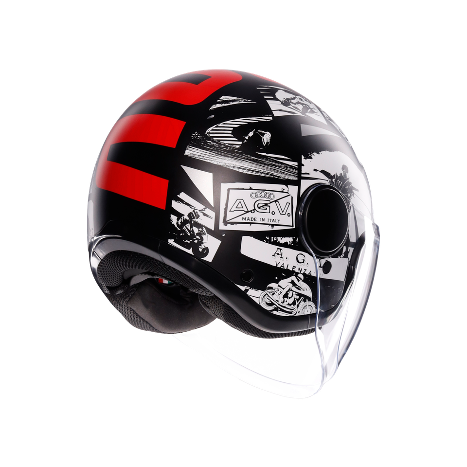 ETERES HISTORY MATT BLACK/WHITE/RED - MOTORBIKE OPEN FACE HELMET E2206