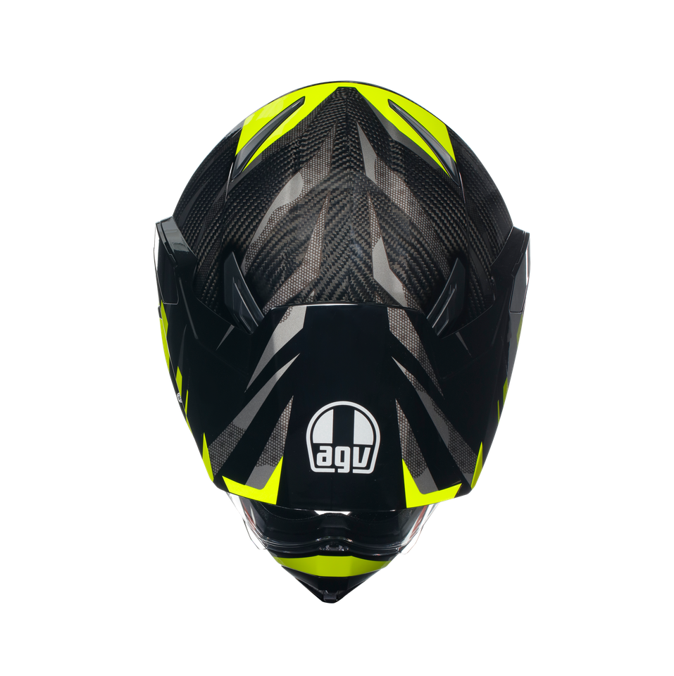 AX9 STEPPA CARBON/GREY/YELLOW FLUO - MOTORBIKE FULL FACE HELMET E2206