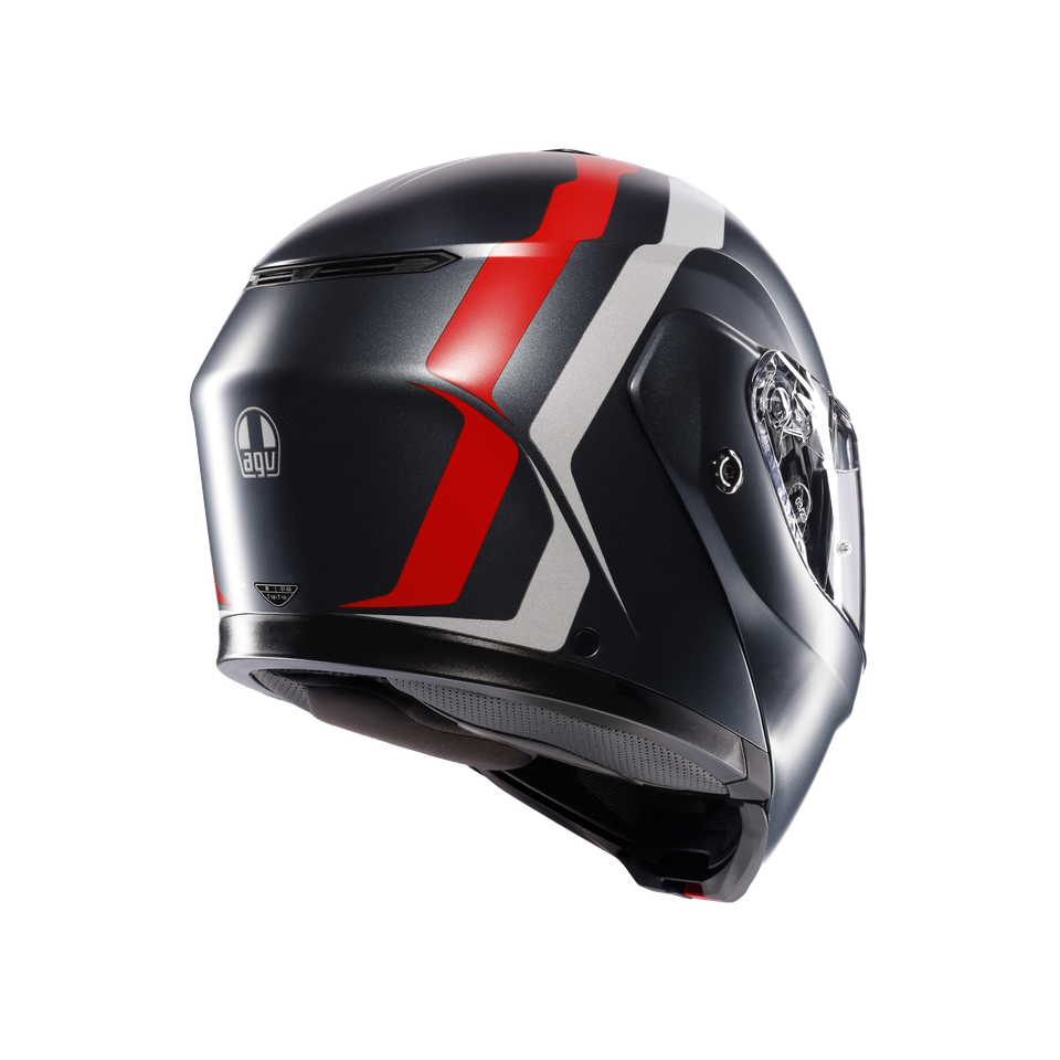 STREETMODULAR RESIA MATT GREY/SILVER/RED - MOTORBIKE FLIP UP HELMET E2206