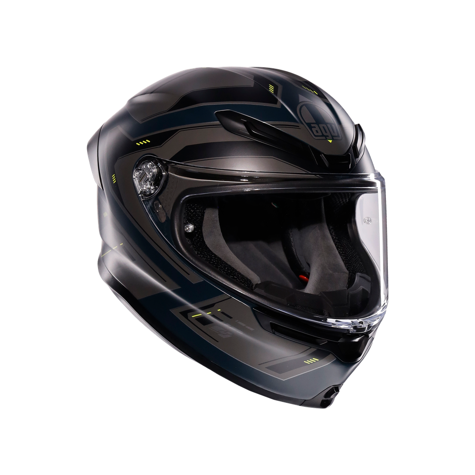 K6 S ENHANCE MATT GREY/YELLOW FLUO - MOTORBIKE FULL FACE HELMET E2206