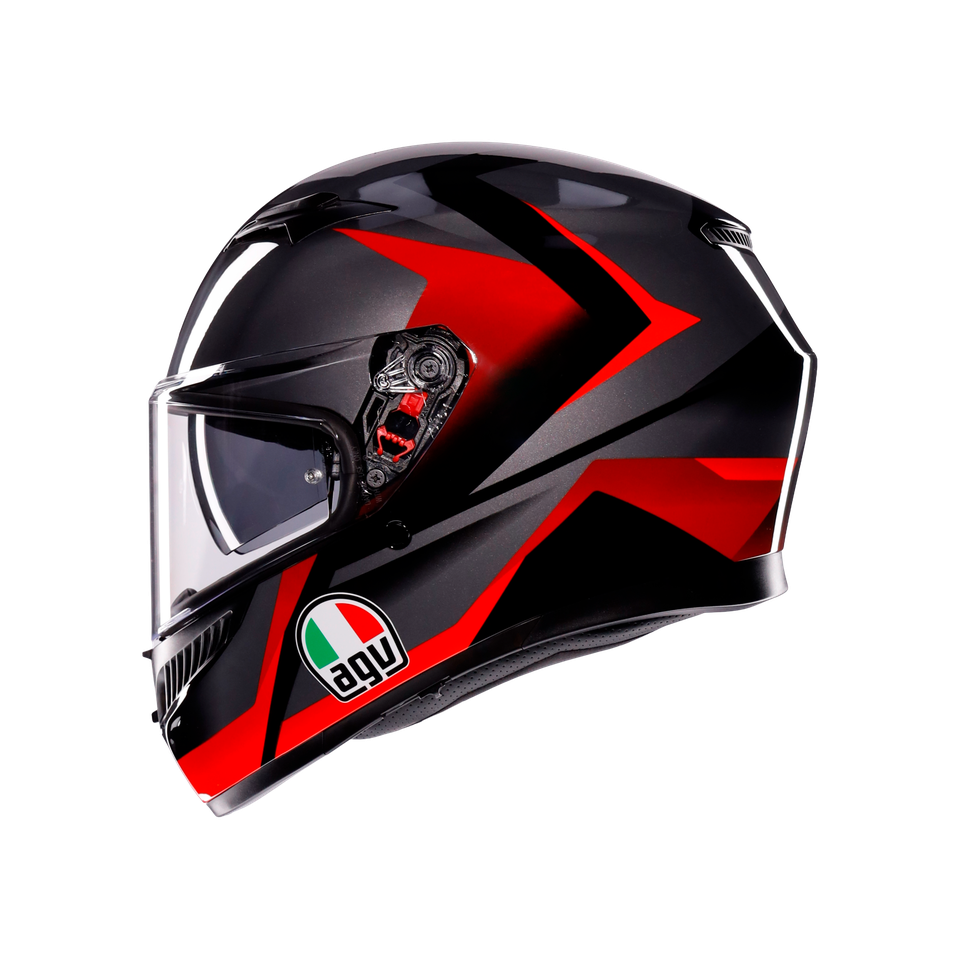 K3 STRIGA BLACK/GREY/RED - MOTORBIKE FULL FACE HELMET E2206