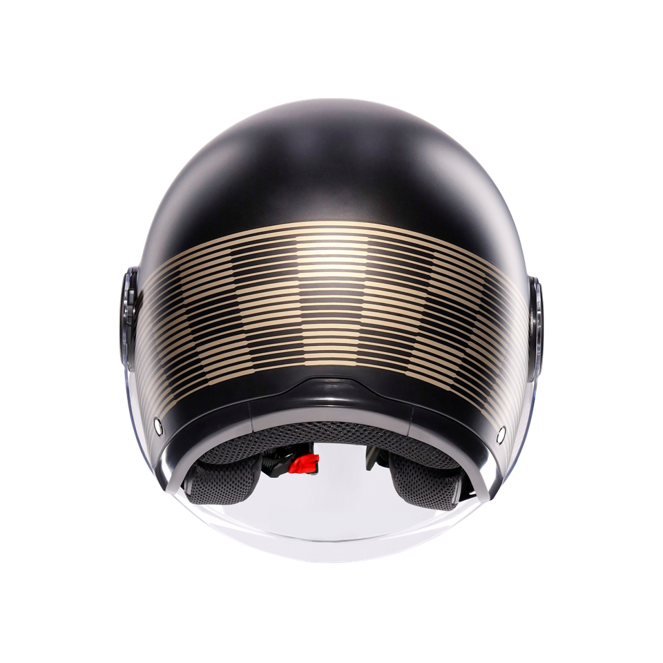 ETERES PONZA MATT BLACK/GOLD - MOTORBIKE OPEN FACE HELMET E2206