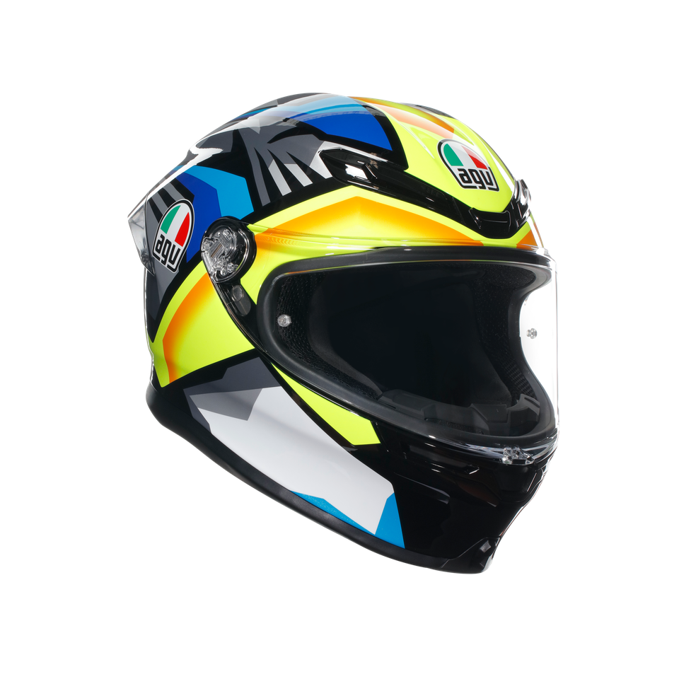 K6 S JOAN BLACK/BLUE/YELLOW - MOTORBIKE FULL FACE HELMET E2206