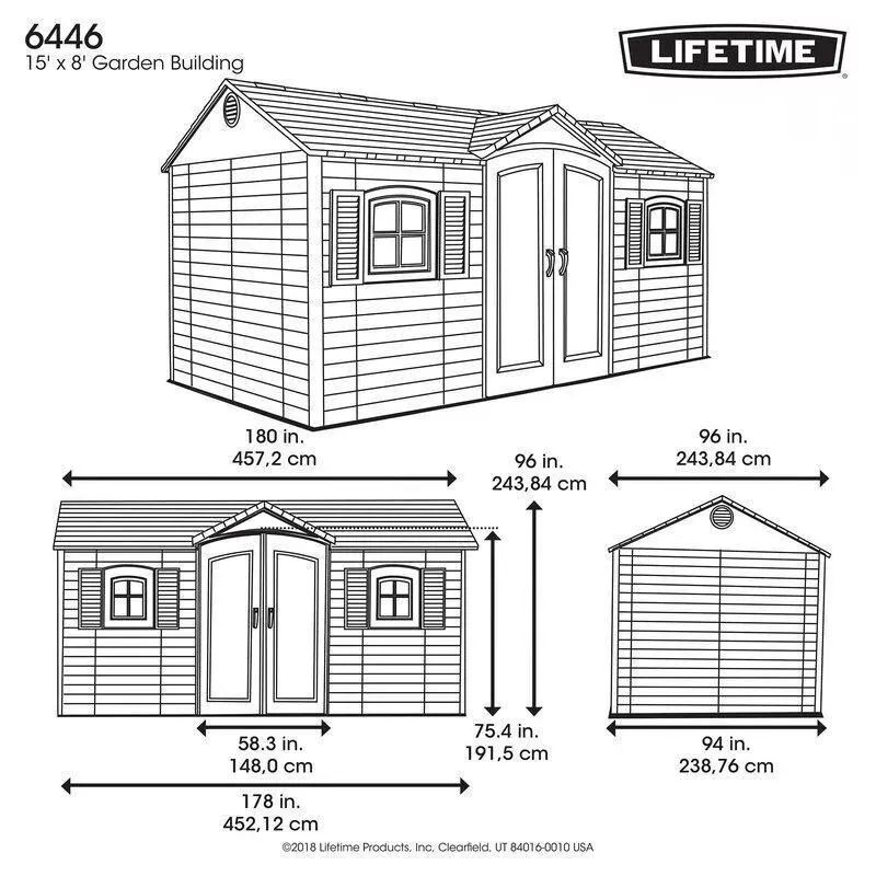 Side Entry 15 ft. W x 8 ft. D Plastic Storage Shed