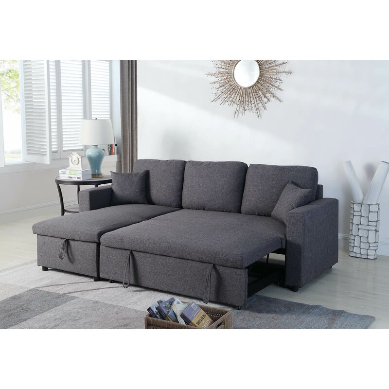 Vernita 87′′ Wide Linen Reversible Sleeper Sofa & Chaise