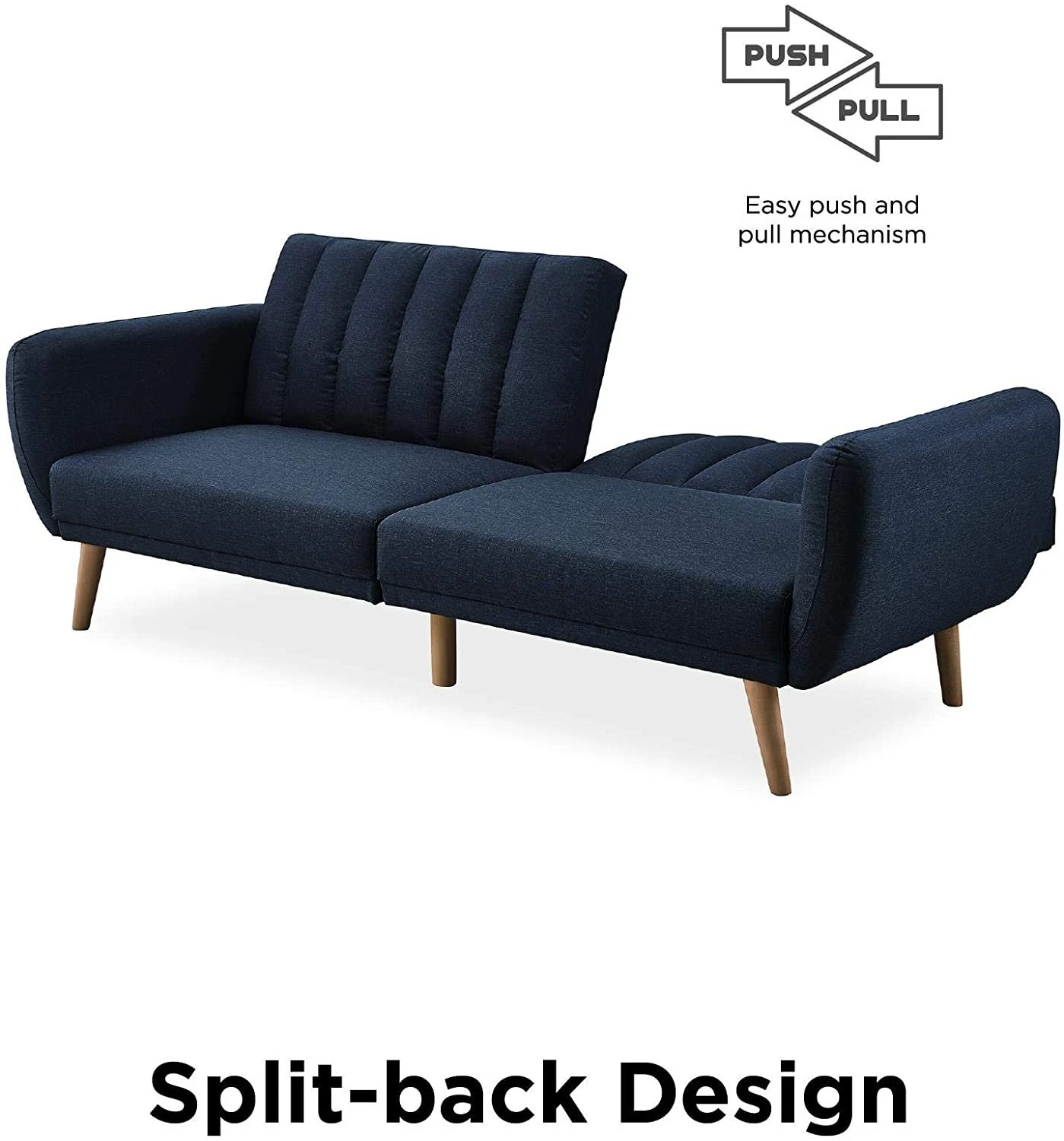 Novogratz Brittany Sofa Futon - Navy Linen