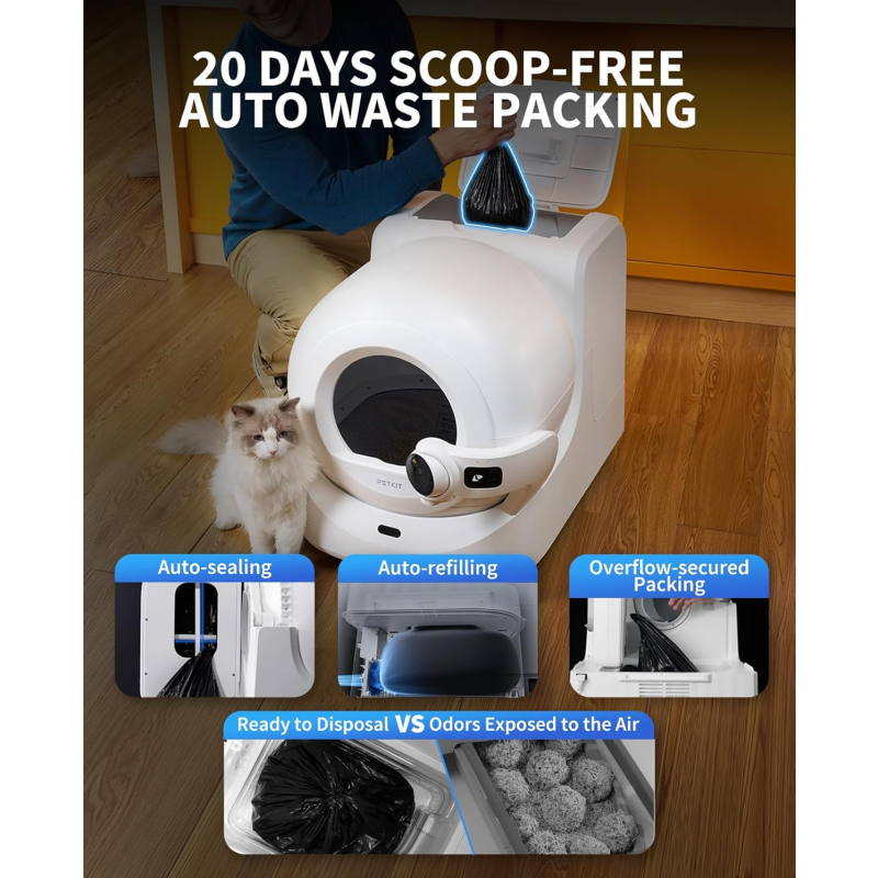 PETKIT Purobot Ultra Self-Packing & AI-Powered Camera Automatic Cat Litter Box, 5G WiFi Self Cleaning Cat Litter Box, True Hands-Free Auto Scooping Cat Litter Box