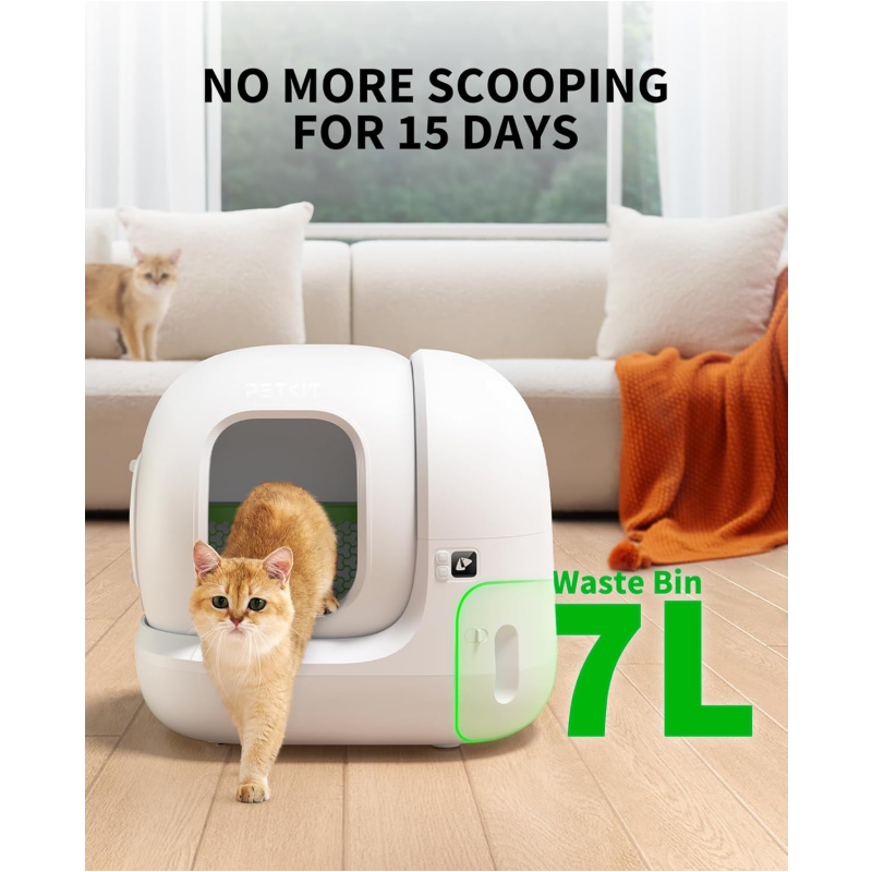 PETKIT PuraMax 2 Self-Cleaning Cat Litter Box, Automatic Litter Box with Anti-Leakage Upgrad Waterproof Litter Pad Max, Scoop-Free Litter Box Includes N50 2.0 & Trash Bags, 2.4G WiFi