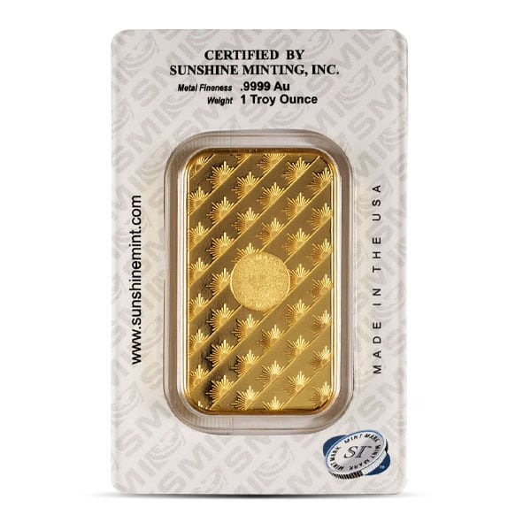 Sunshine Mint Gold Bar (MintMark SI), 1 Troy Ounce, .9999 Pure in Assay Package