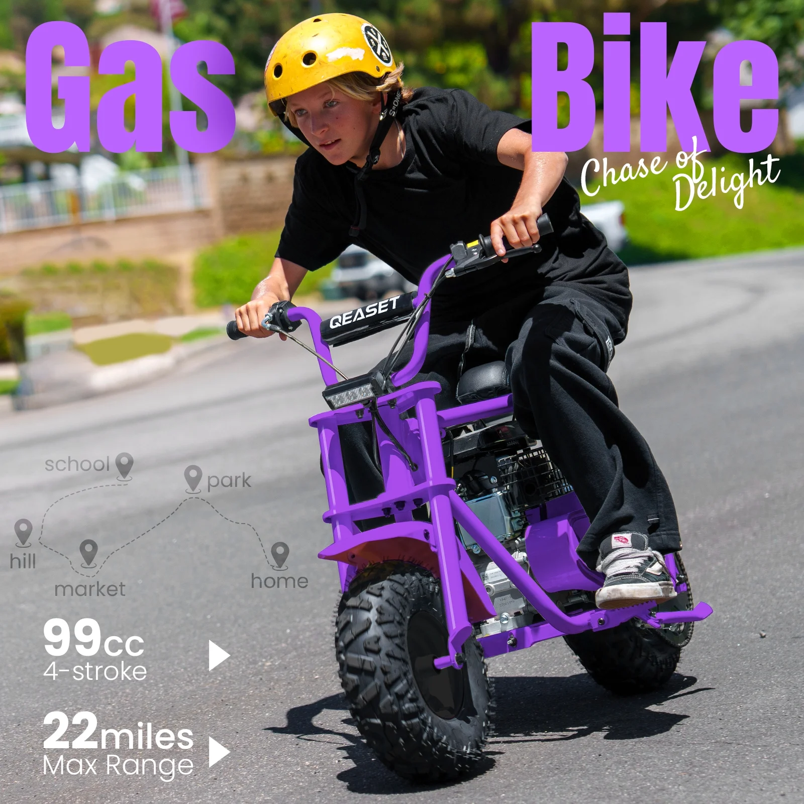 QEASET MB001 Gas Powered Mini Dirt Bike 99CC for Teens and Adults, 25MPH Off Road Motorcycle, Weight Support Up to 200 LBS - Black