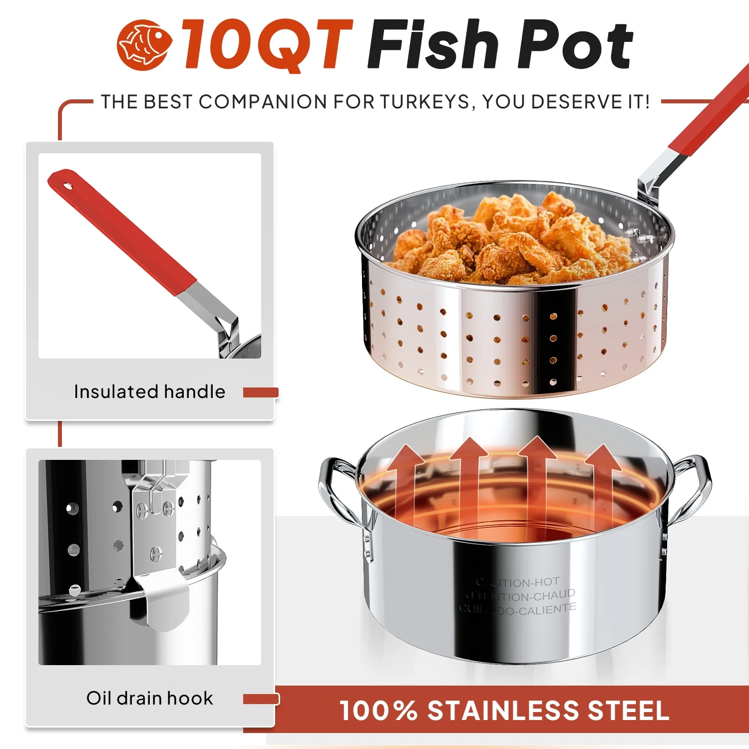 30QT Stainless Steel Turkey Fryer Kit, Stainless Steel Stand with 55,000BTU Propane Burner Stove, Waterproof Cover & Skimmer, Turkey Deep Fryer Pot, Outdoor Fish Fryer, Crawfish Boiler