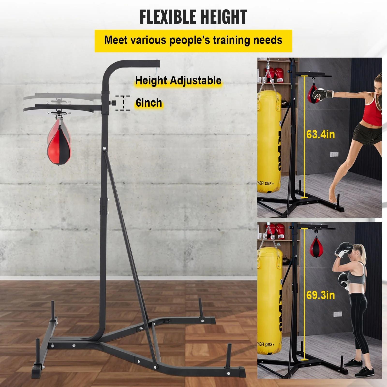 VEVORbrand Free Standing Punching Bag Stand, Unisex Boxing Set, Foldable Single Station Heavy Bag Stand, Punching Ball, Boxing Punching Speed Ball, Boxing Bag with Boxing Rack, for Training