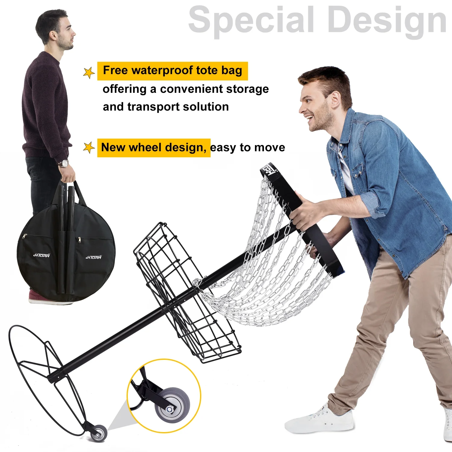 Urban Deco Classic Pro 24-Chain Portable Disc Golf Practice Basket-Choose Your Color