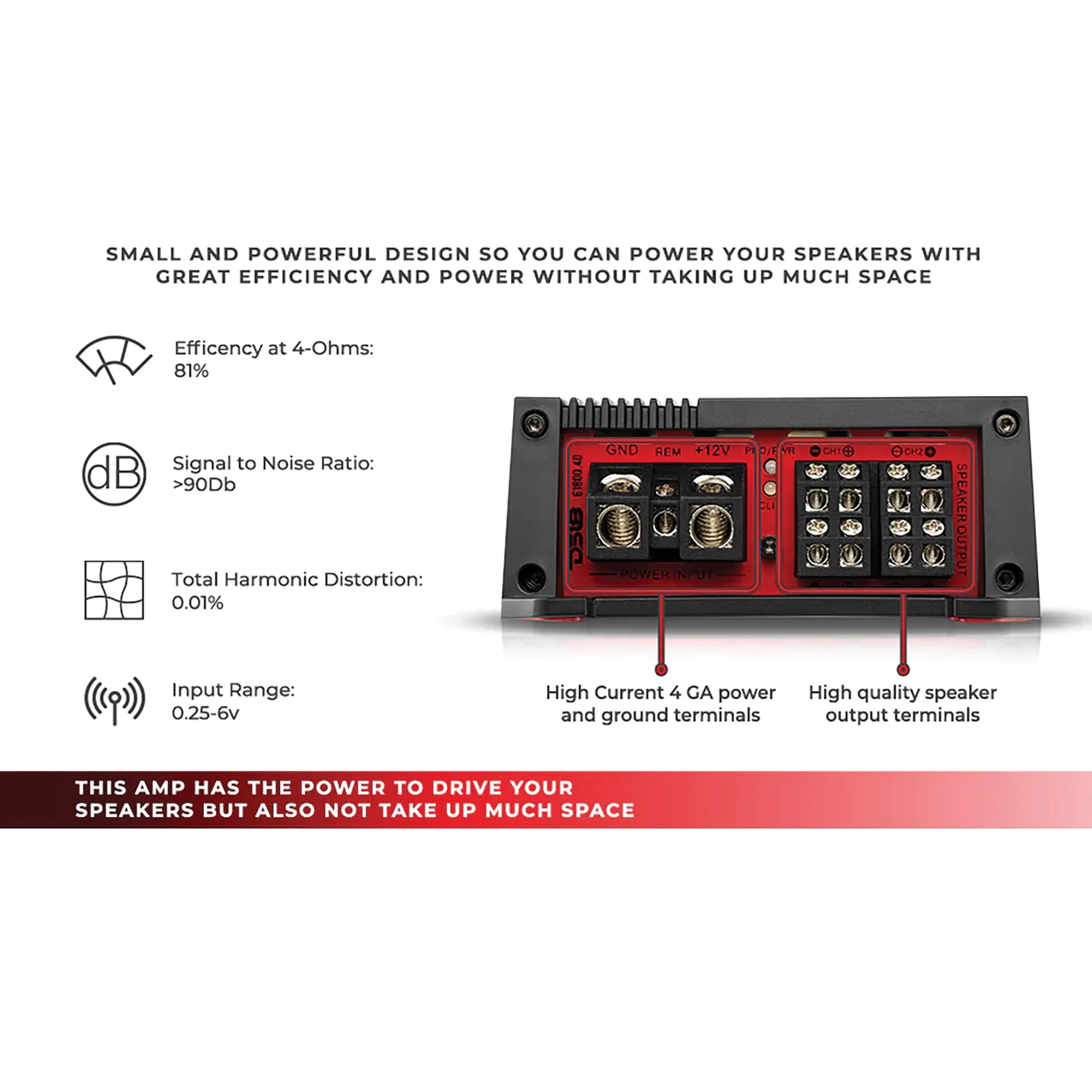 DS18 G1800.4D GEN-X 1,800-Watt-Max 4-Channel Full-Range Class D Amp