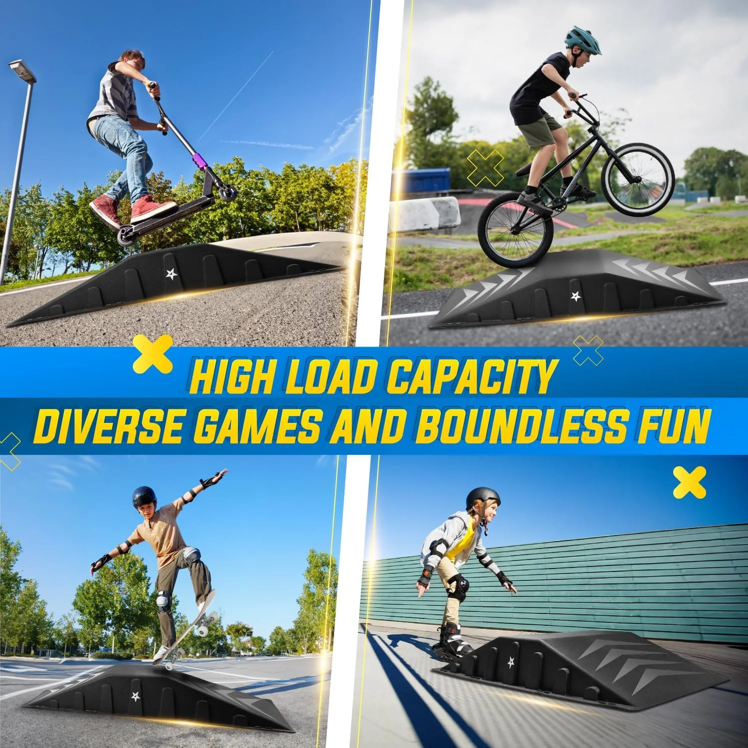 Yes4All Single-Piece Skateboard Ramp, Bike Ramp, Skate Ramp - Design for Beginners, More Durable, Safe, Capacity 220Lbs