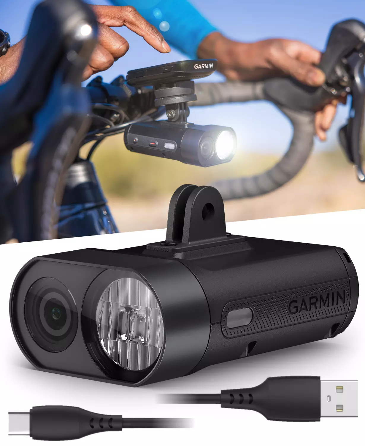 Garmin Varia Vue, Cycling Headlight and 4k Camera, Light Intensity up to 600 Lumens, Crystal-Clear Video Recording, Incident Detection while Cycling