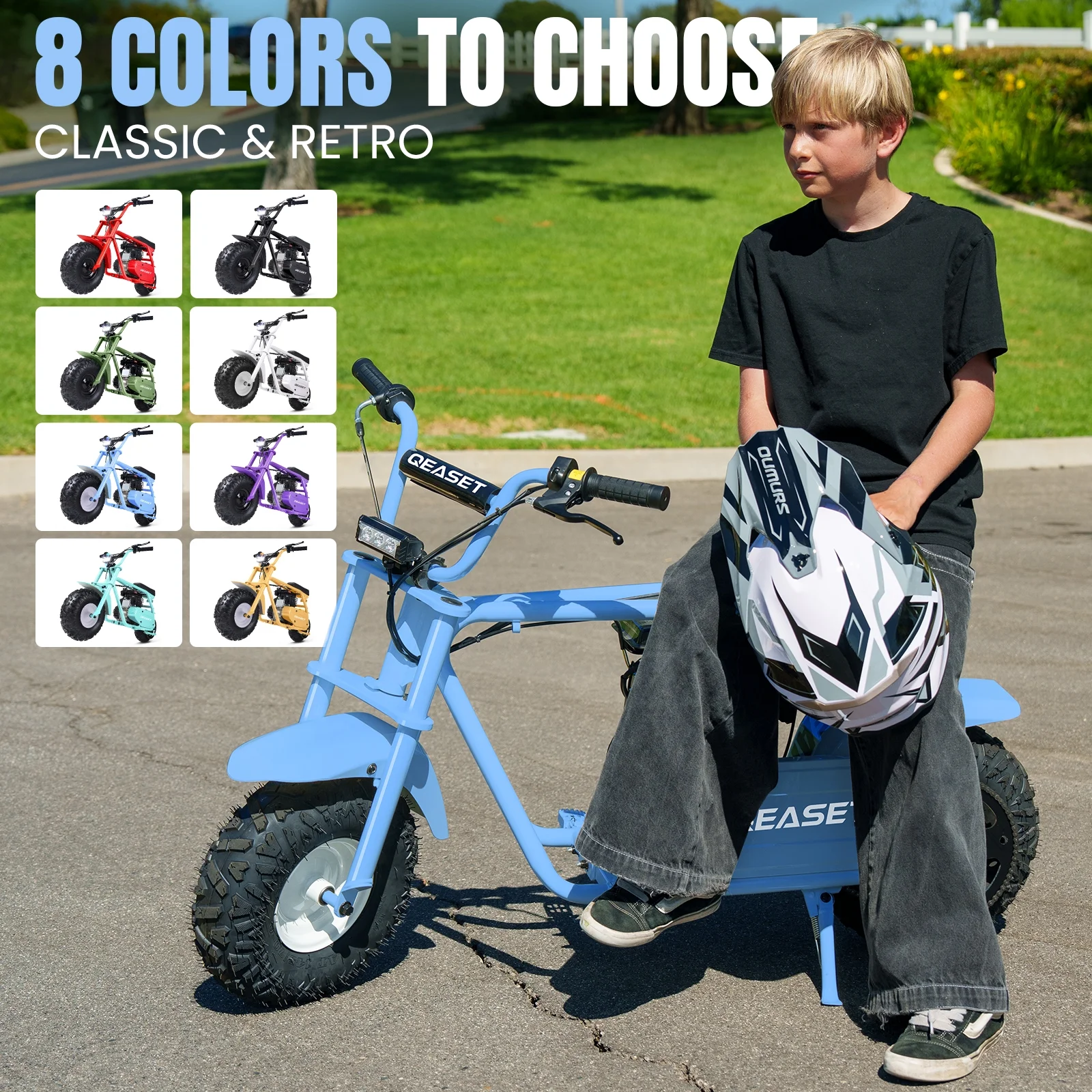 QEASET MB001 Gas Powered Mini Dirt Bike 99CC for Teens and Adults, 25MPH Off Road Motorcycle, Weight Support Up to 200 LBS - Black