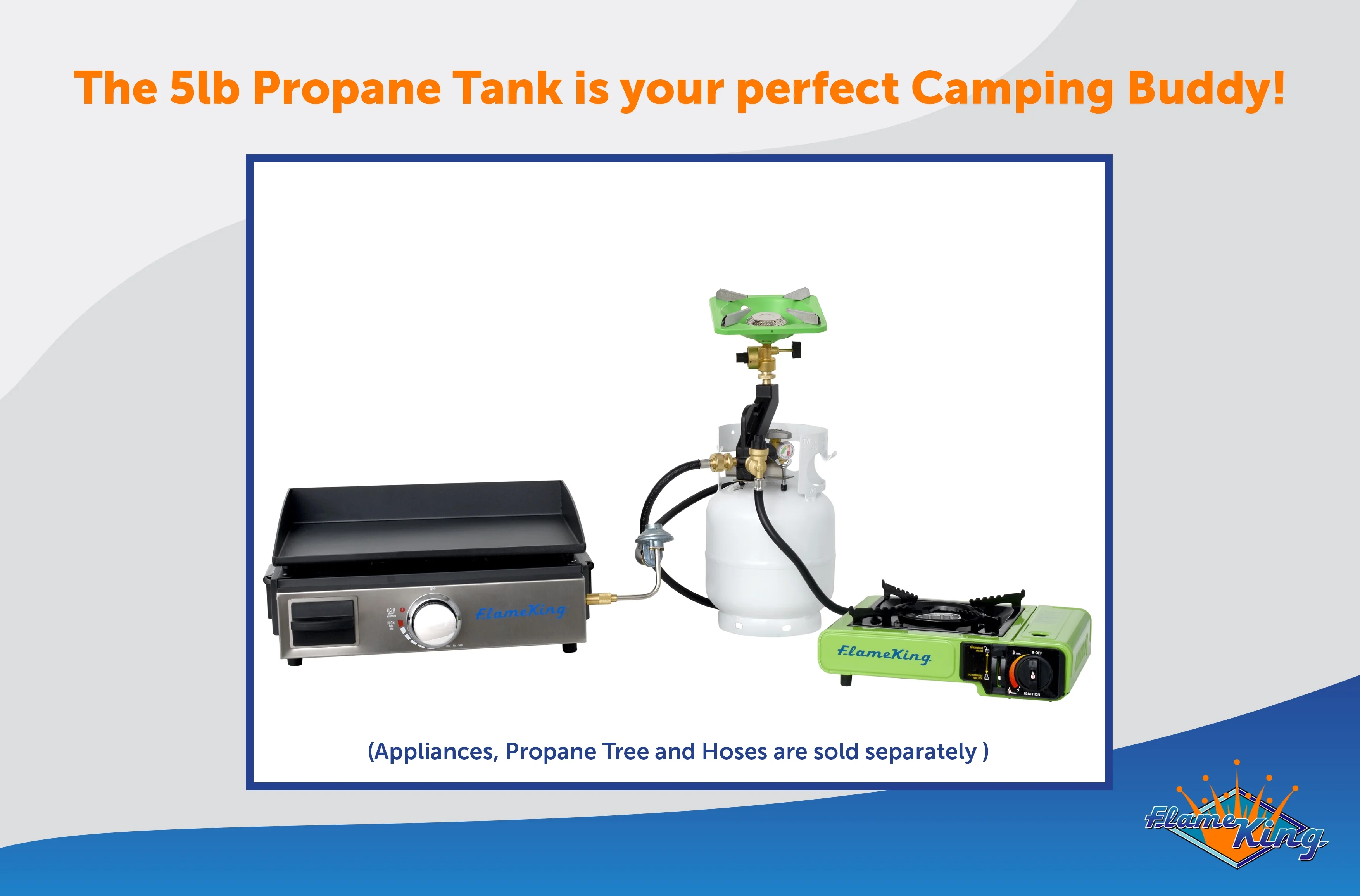 Flame King 5LB Empty Propane Tank LP Cylinder with OPD Valve and Built-in Gauge, Great for Camping