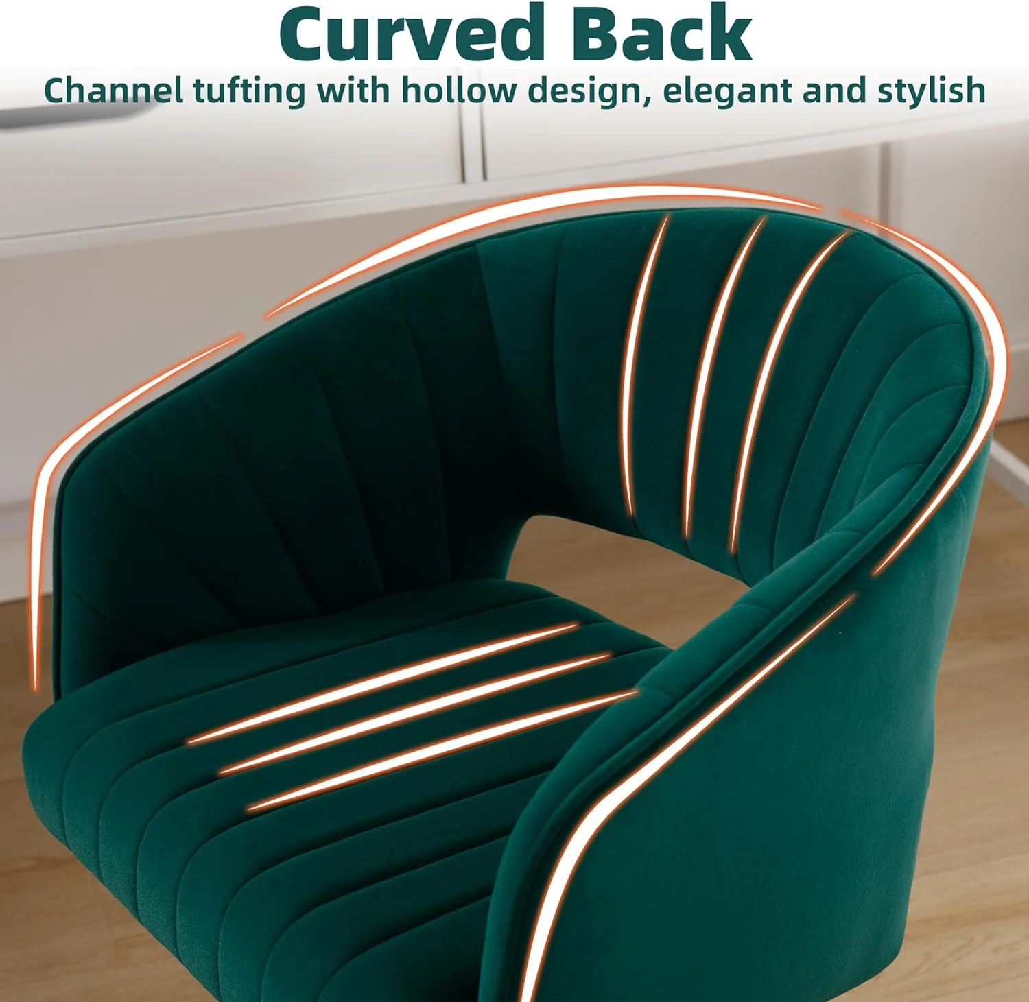 Westice Home Office Desk Chairs, Velvet Task Chair, Height Adjustable Swivel Vanity Chair with Golden Base for Vanity Study, Living Room Computer Room, Beige