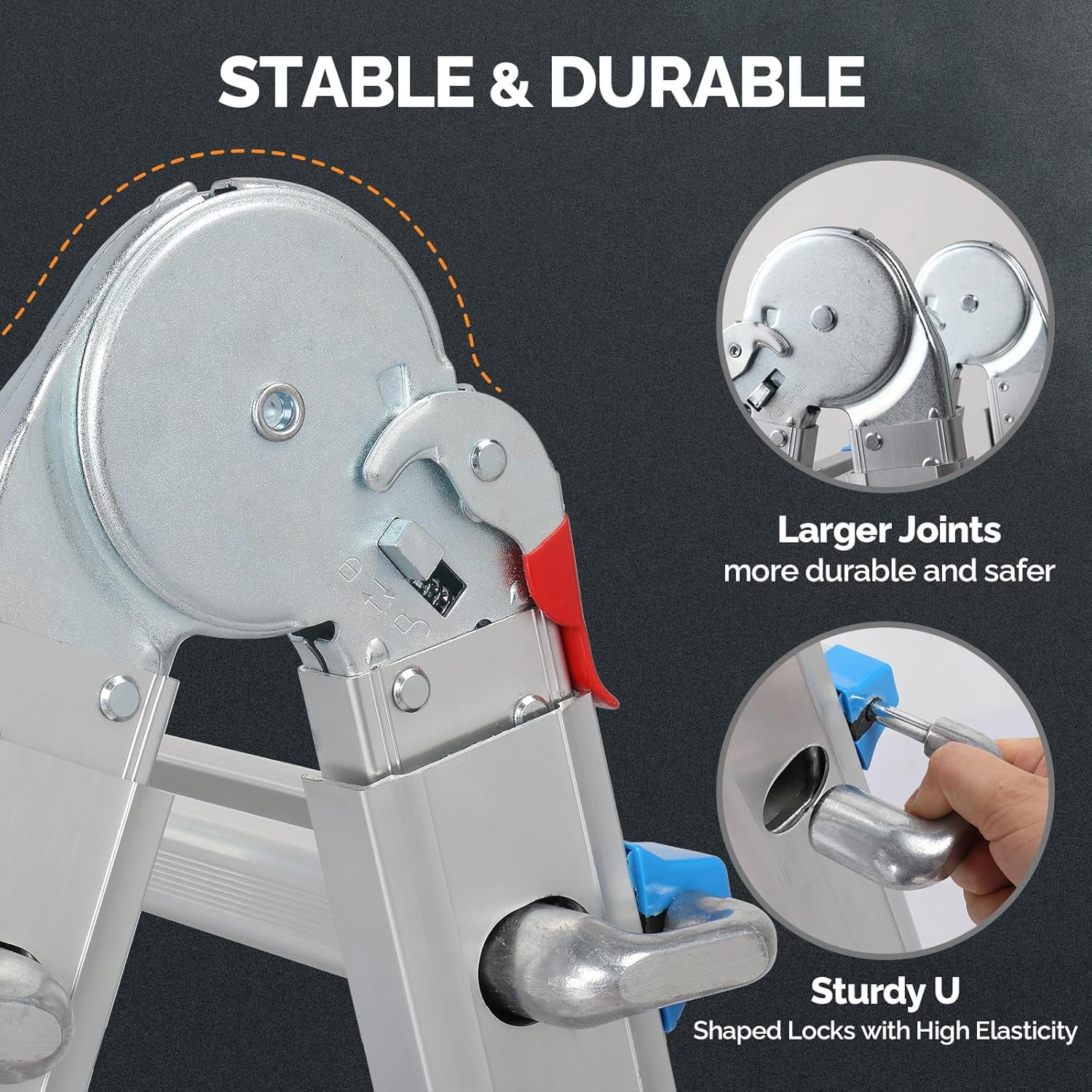 LUISLADDERS Ladder, A Frame 6 Step Ladder Telescoping Ladder, 22 Ft Reach Height Muti Position Folding Ladder Flared Leg & Wheels Design, 330 lbs Capacity Extension Ladder for Household Outdoor Work