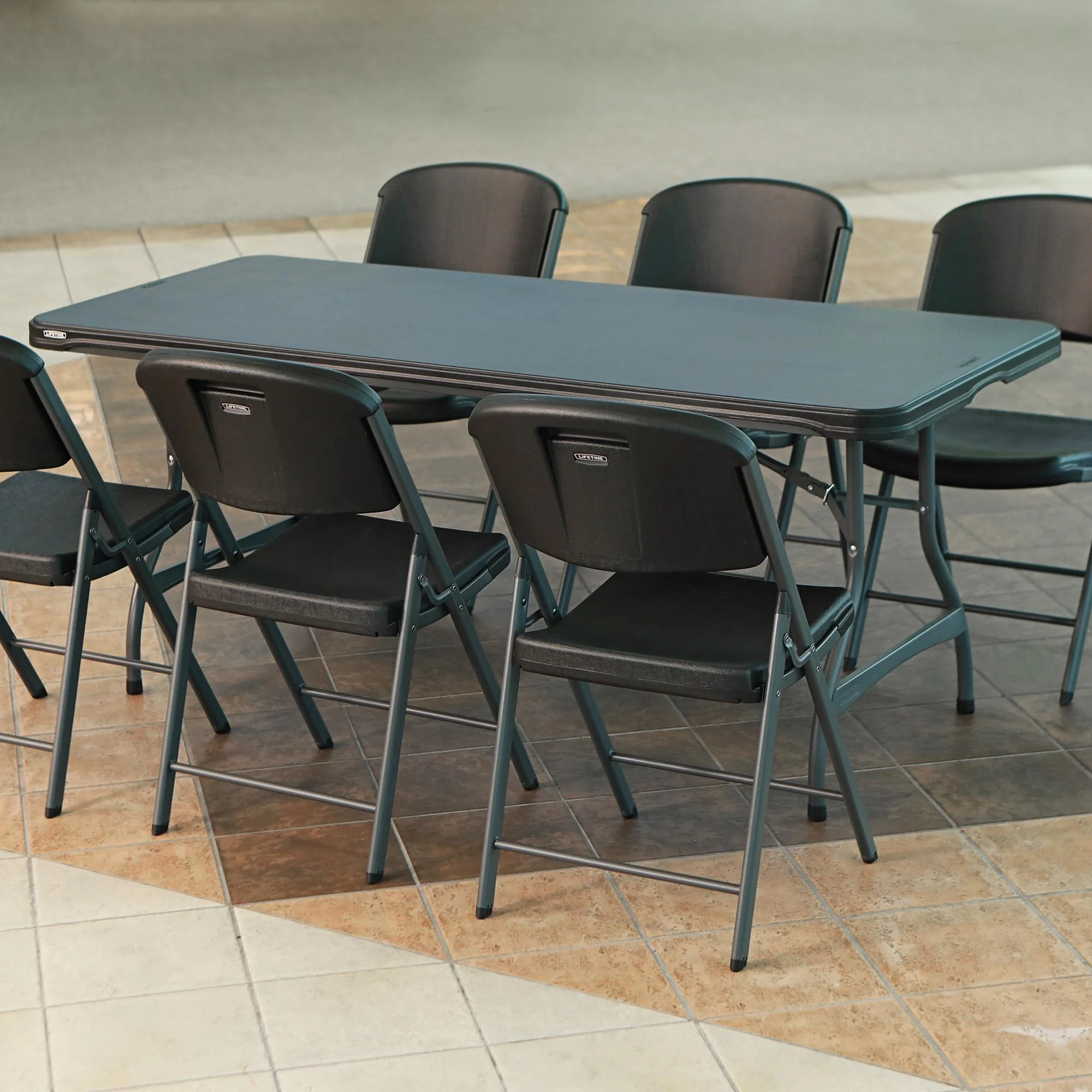 Lifetime 6 Foot Rectangle Folding Table, Indoor/Outdoor Commercial Grade, Black (280350)