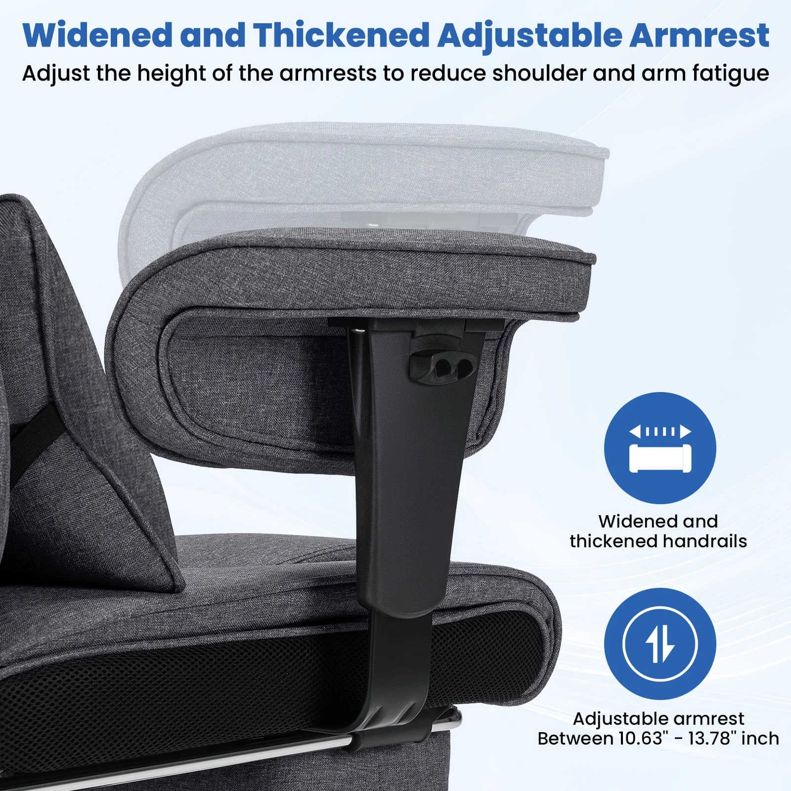 Hoffree Big and Tall Fabric Office Chair 450lbs, Executive Desk Chair with Massage Ergonomic  Computer Chair with Footrest Reclining Desk Office Chair with Lumbar Support for Home Office