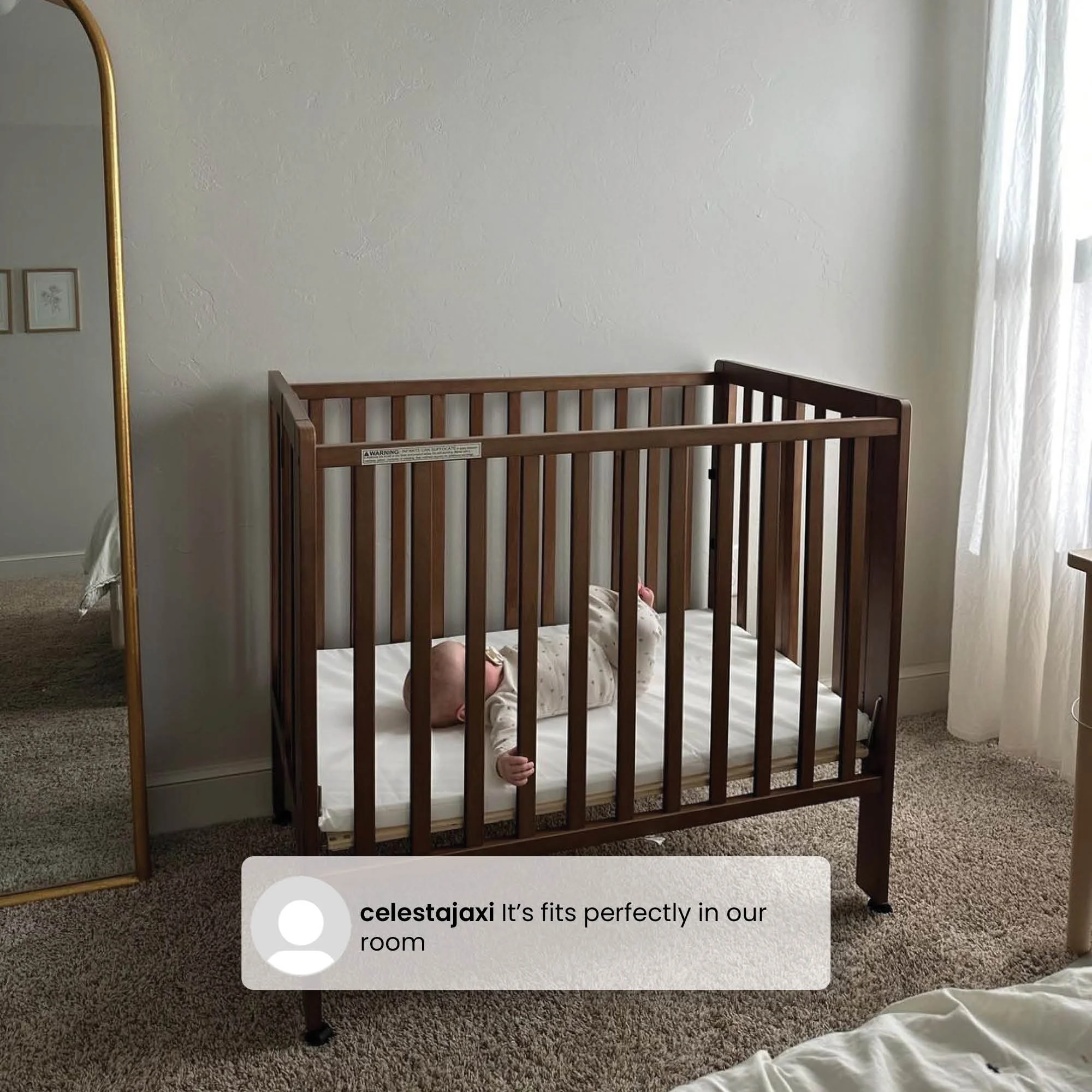 Delta Children Lee Portable Folding Mini Crib with 1.5-Inch Mattress - Greenguard Gold Certified, Bianca White