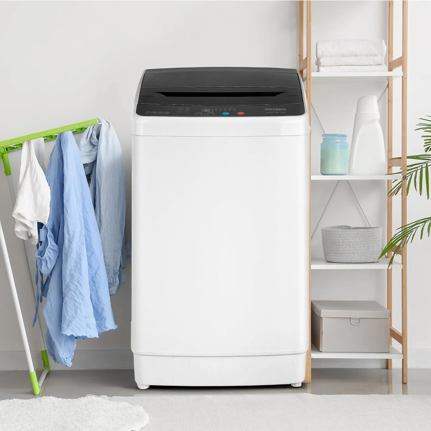 VINGLI 25LBS Full-Automatic Electric Laundry Machine�� Portable Washing Machine with Stainless Steel Drum, 110V Compact Washer, Washer and Dryer Combo for Apartment, Dorms, RV, Grey