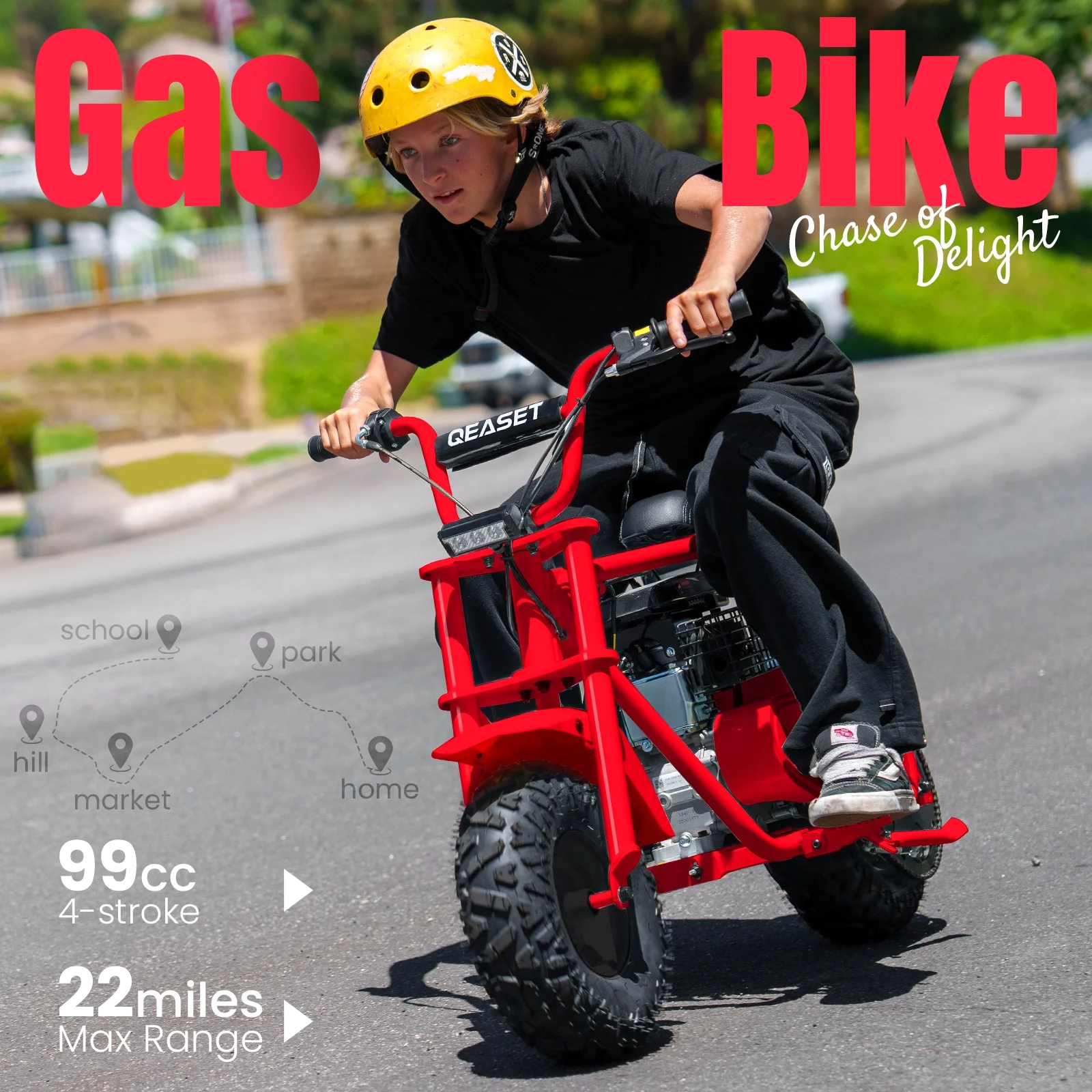 QEASET MB001 Gas Powered Mini Dirt Bike 99CC for Teens and Adults, 25MPH Off Road Motorcycle, Weight Support Up to 200 LBS - Black