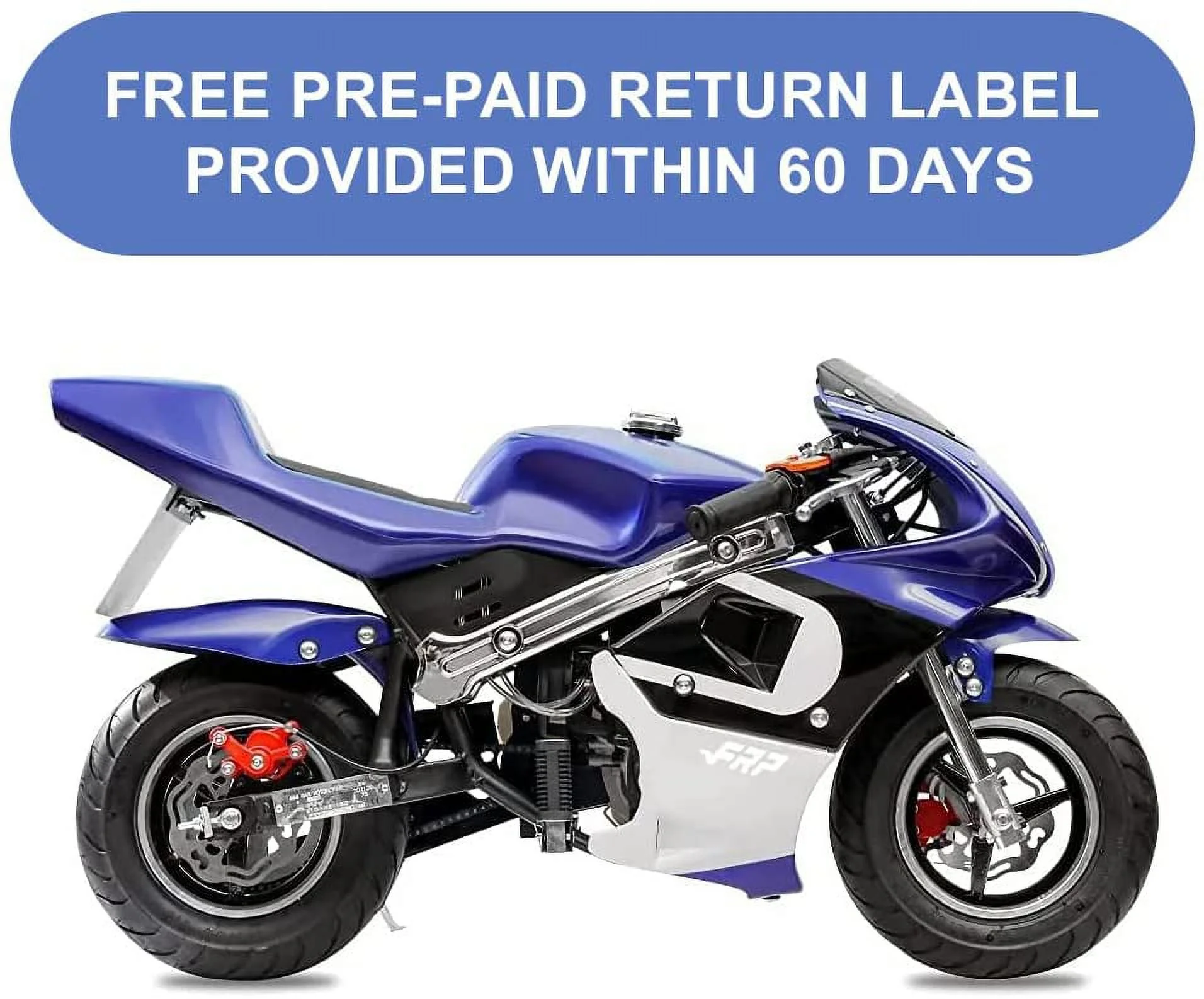 FRP 2 Stroke Pocket Bike 02, Mini Bike for Kids Max Weight 165 LB, Streamline Style Mini Pocket Bike W/ Strong Dual Brakes, Racing Pocket Rocket Max Speed 20 Mph, Blue