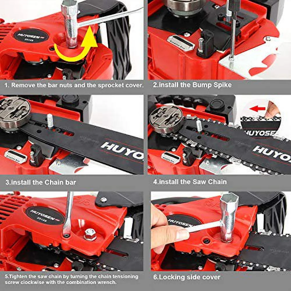 HUYOSEN PRO Professional Gas Chainsaw 25cc 2-Stroke Gas Powered Chain Saw 12-Inch Chainsaw Chain with Tool Kit for Cutting Forest Wood Garden Trimming Tools