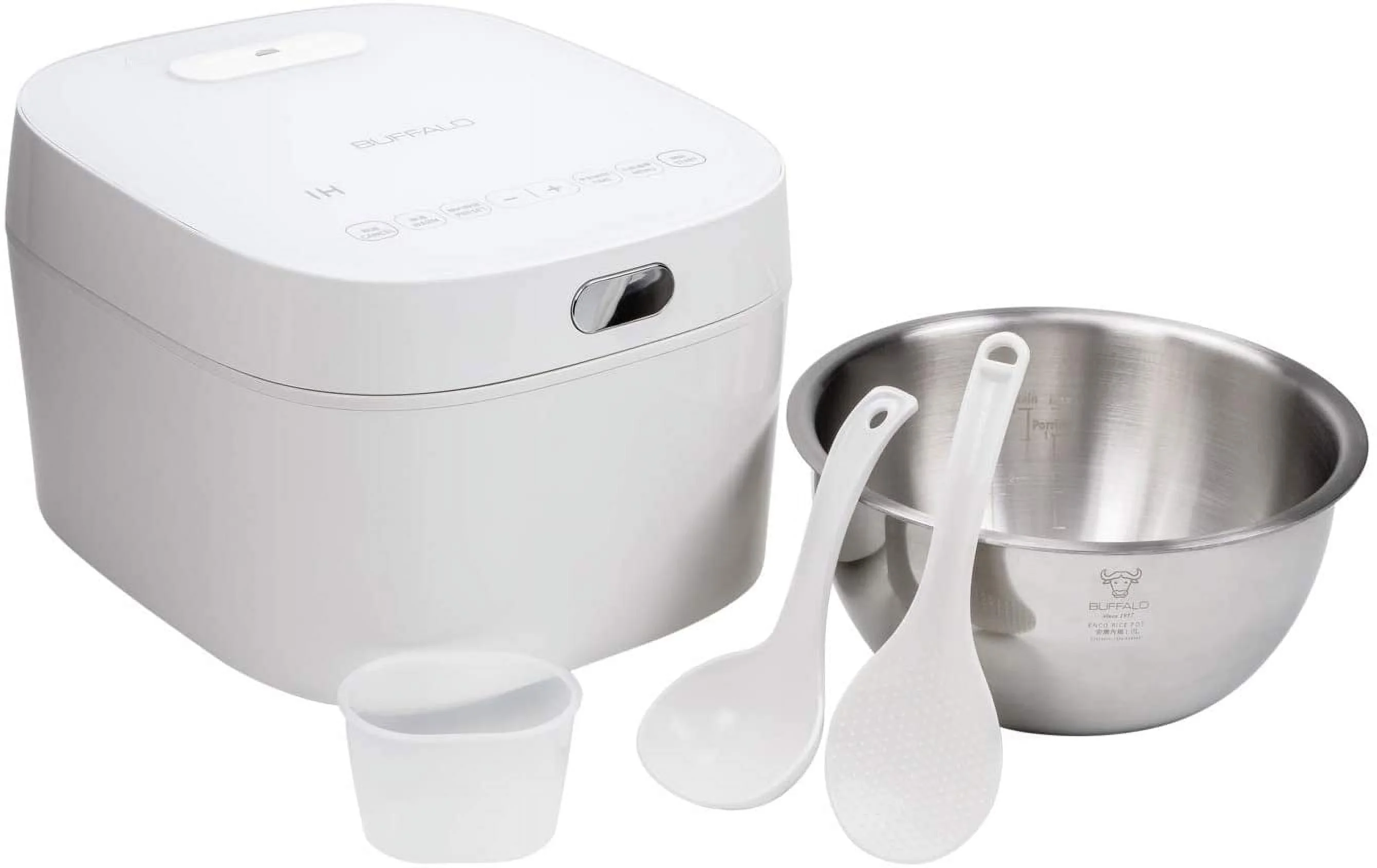 Buffalo White IH SMART COOKER, Rice Cooker and Warmer, 1 L, 5 cups of rice, Non-Coating inner pot, Efficient, Multiple function, Induction Heating (5 cups)