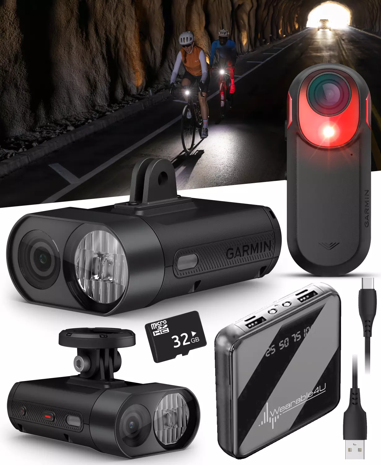 Garmin Varia Vue, Cycling Headlight and 4k Camera, Light Intensity up to 600 Lumens, Crystal-Clear Video Recording, Incident Detection while Cycling