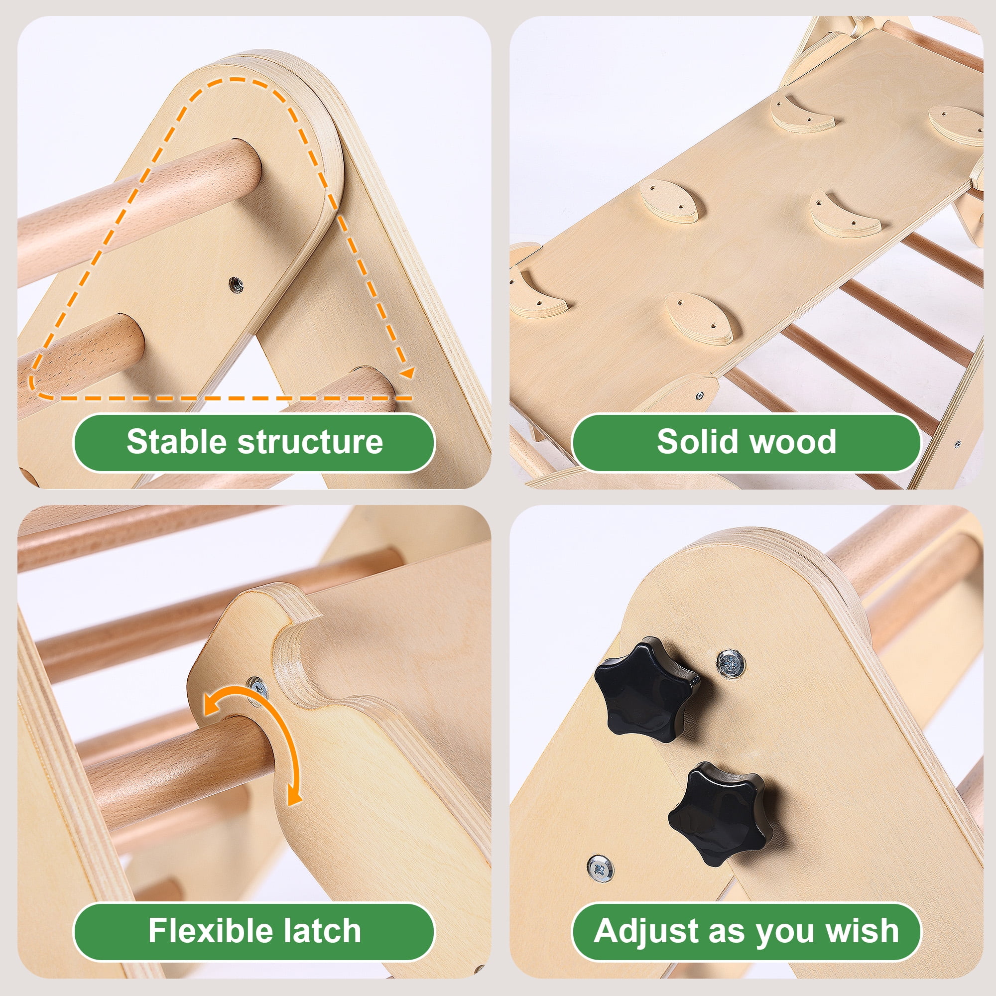 Lookfly 8 in1 Pikler Triangle Set Foldable Baby Climbing Toys for Toddlers 1-6 Inside with Ramp,Toddler Climbing Toys Indoor Baby Gift