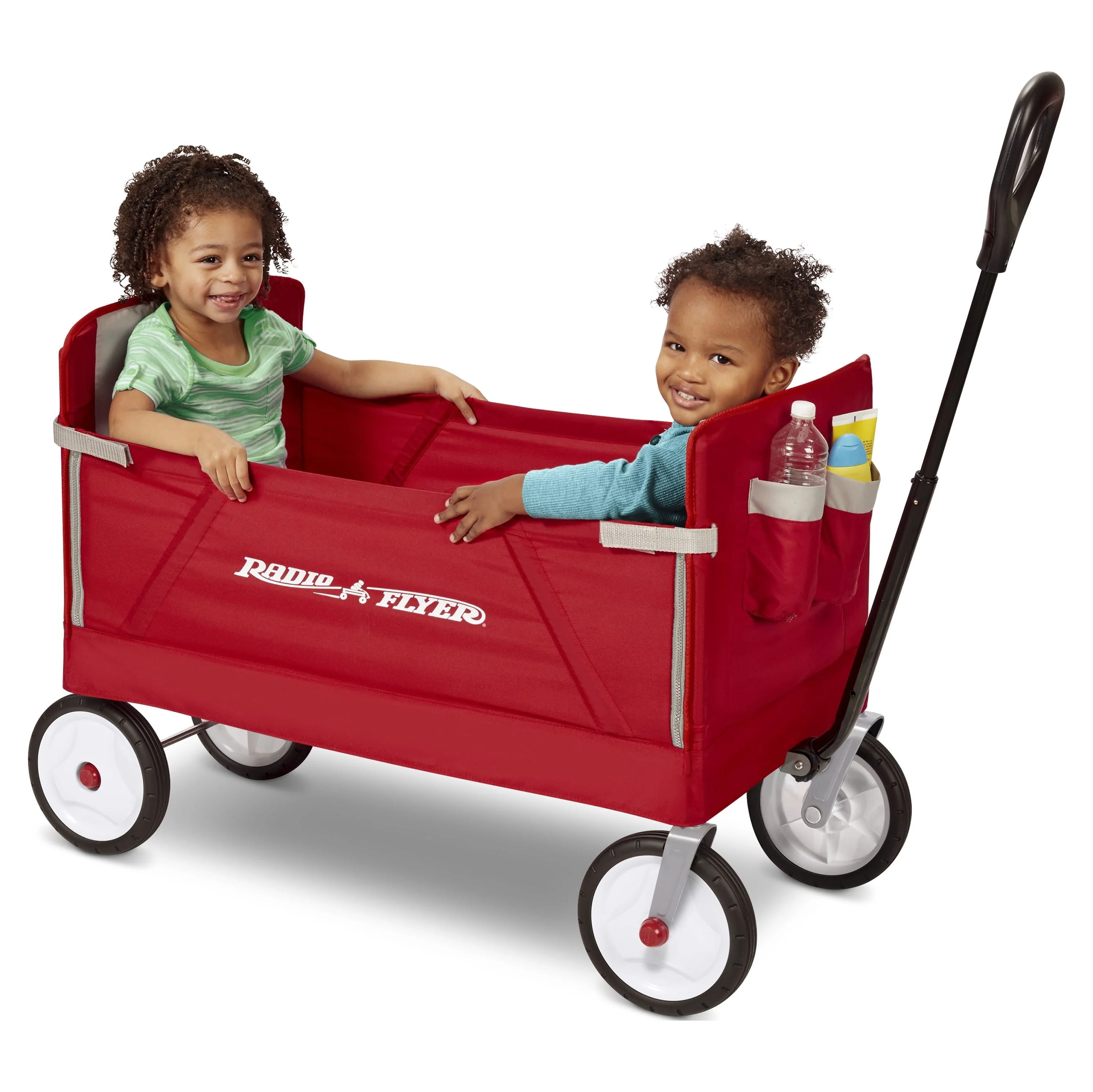 Radio Flyer, 3-in-1 EZ Fold Wagon, Padded Seat with Seat Belts, Red