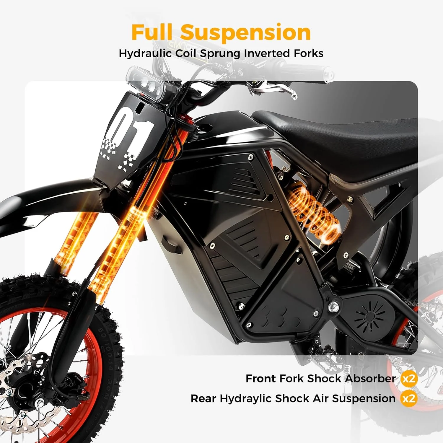 GT73 PRO 338 NM Electric Dirt Bike for Adults,3000W(Peak)Dual Motor 50Mph Max Speed,60V 50MPH 36.4AH Dual Battery Ebike,85 Miles Range, 25