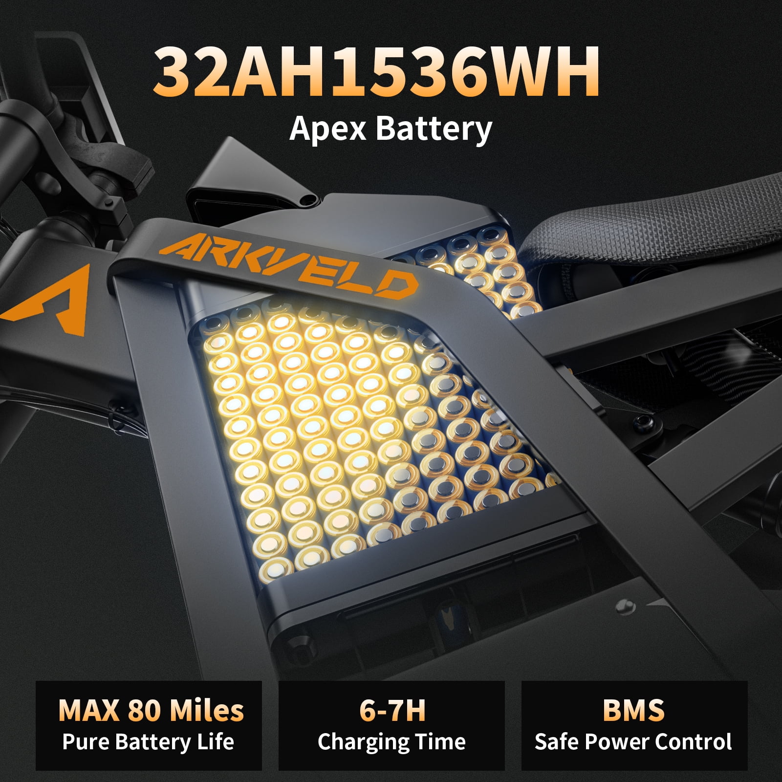 Arkveld Electric Bike for Adults, Peak-3000W, Max 40MPH and 80Miles Electric Motorcycle,25