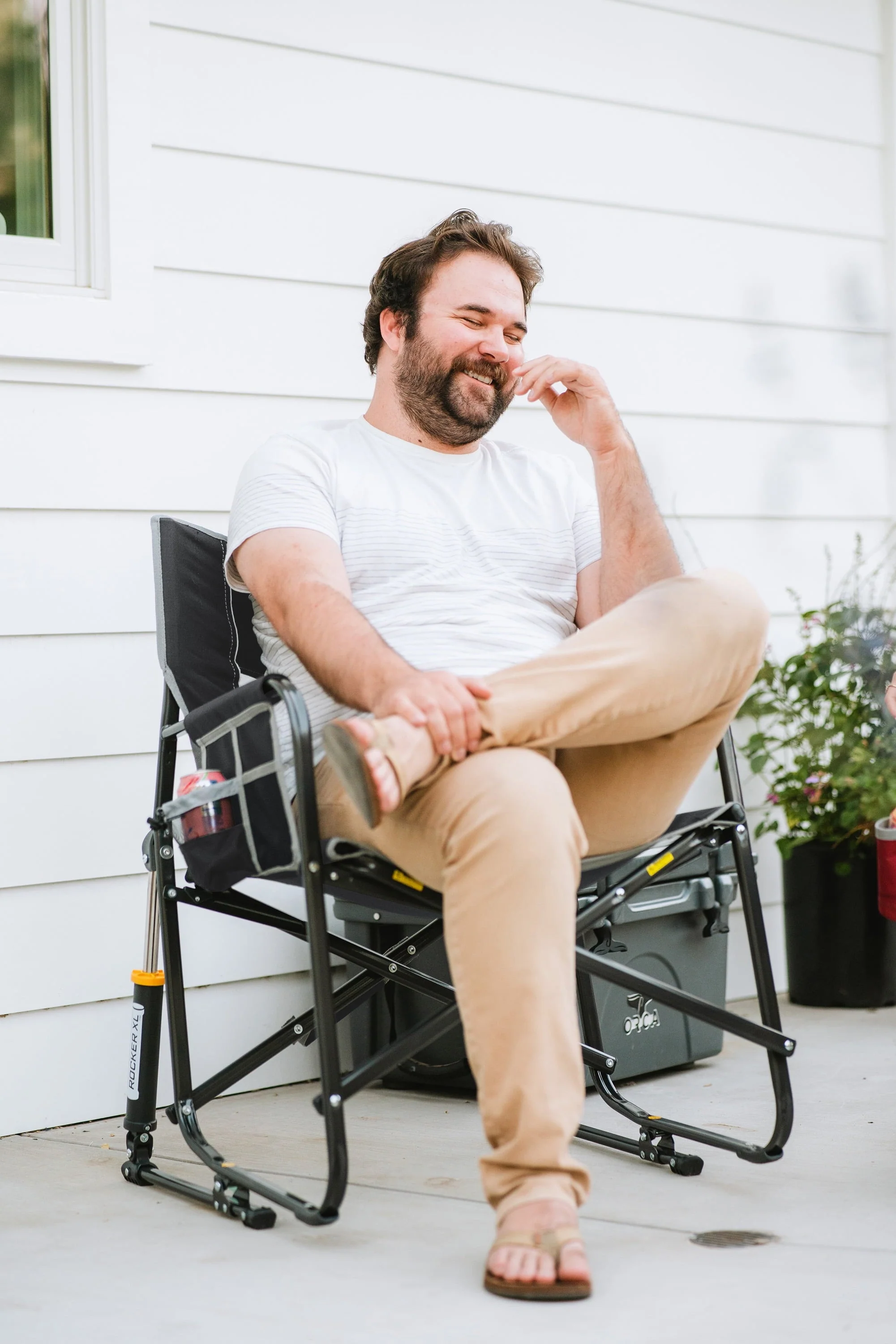 GCI Outdoor Freestyle Rocker XL Heavy Duty Portable Folding Camping Chair, Pewter Gray