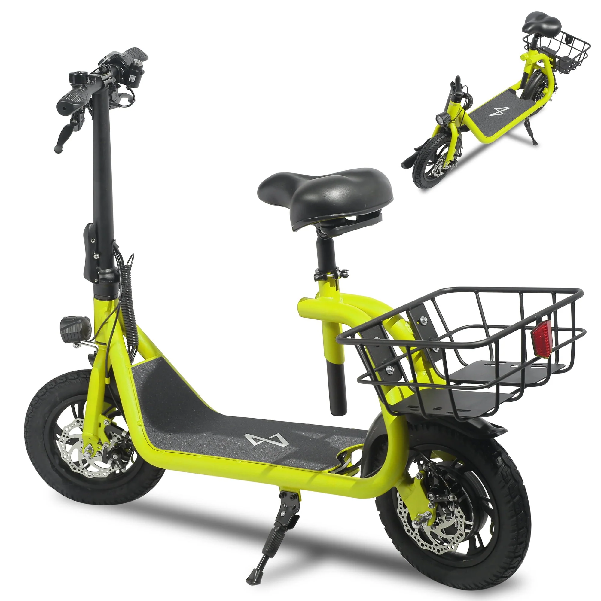 Dazone Electric Scooter Ebike, 450W 36V 12.5 Miles Long-range Battery Foldable Easy Carry Portable Design, Adult Electric Bicycle Scooter Up to 15.5 mph Commuter Scooter, 12 in Tires Off-Road, Yellow