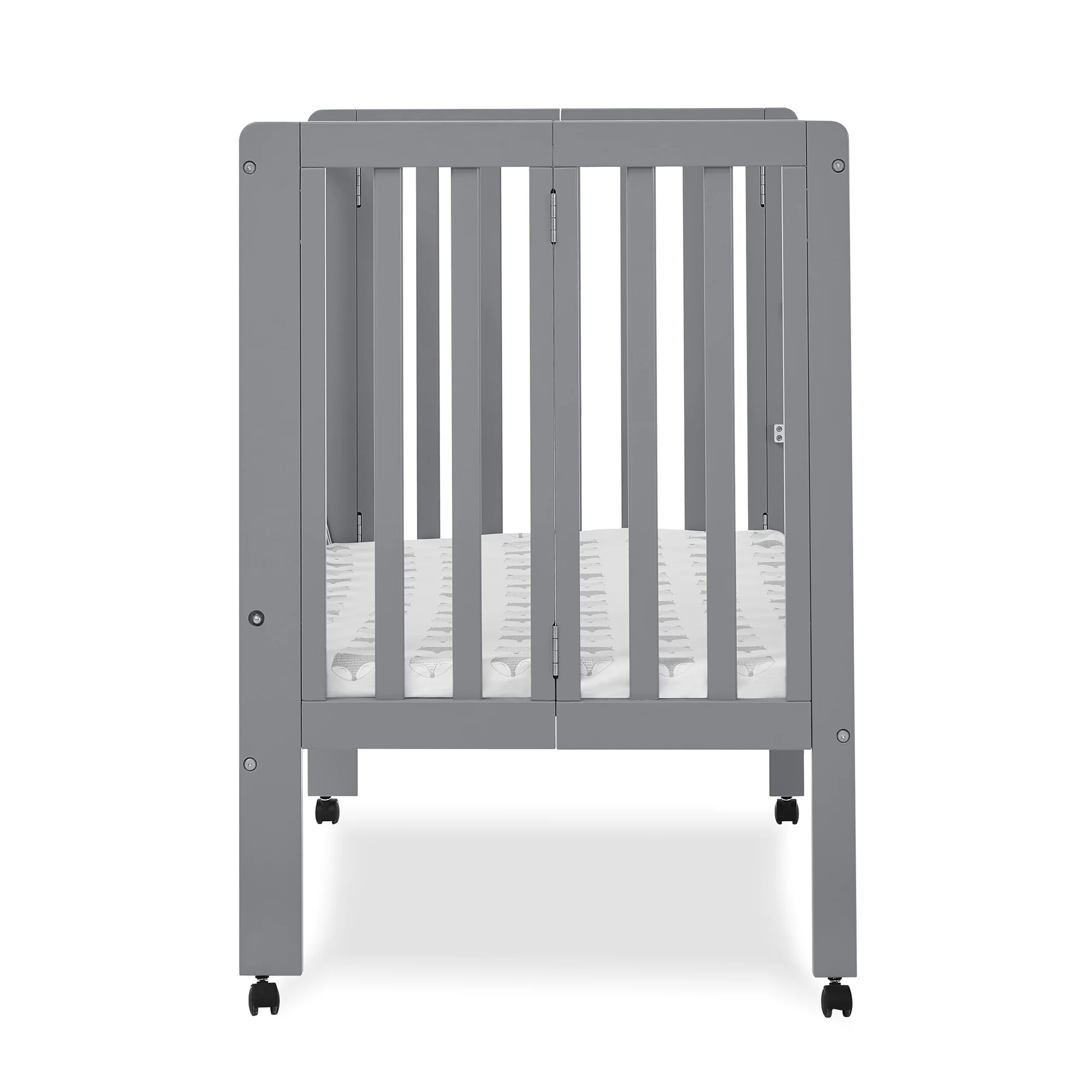 Delta Children Lee Portable Folding Mini Crib with 1.5-Inch Mattress - Greenguard Gold Certified, Bianca White