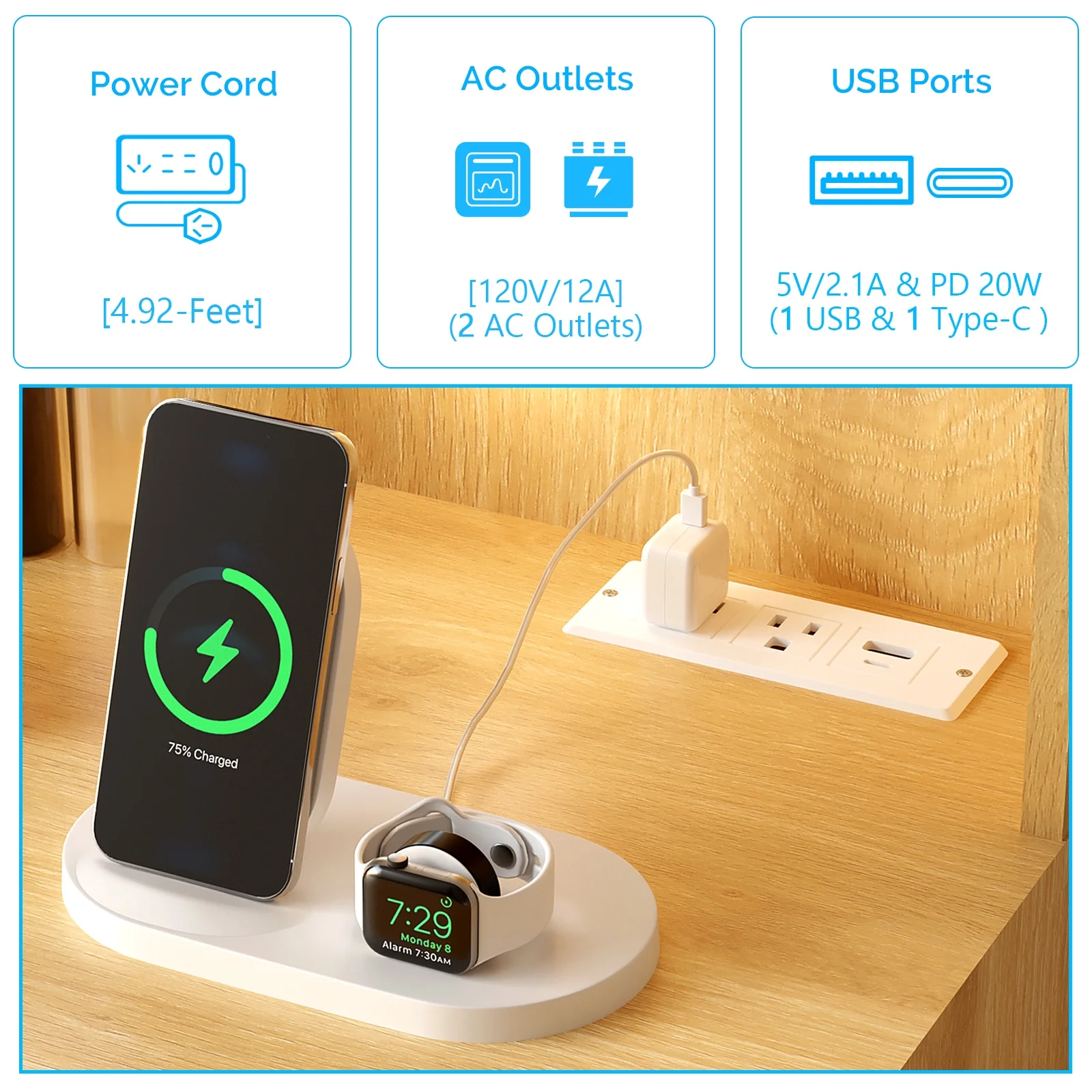 Ktaxon Lighted Makeup Vanity, White Vanity Table Set with 2 Drawer and Charging Station, Femal Gift