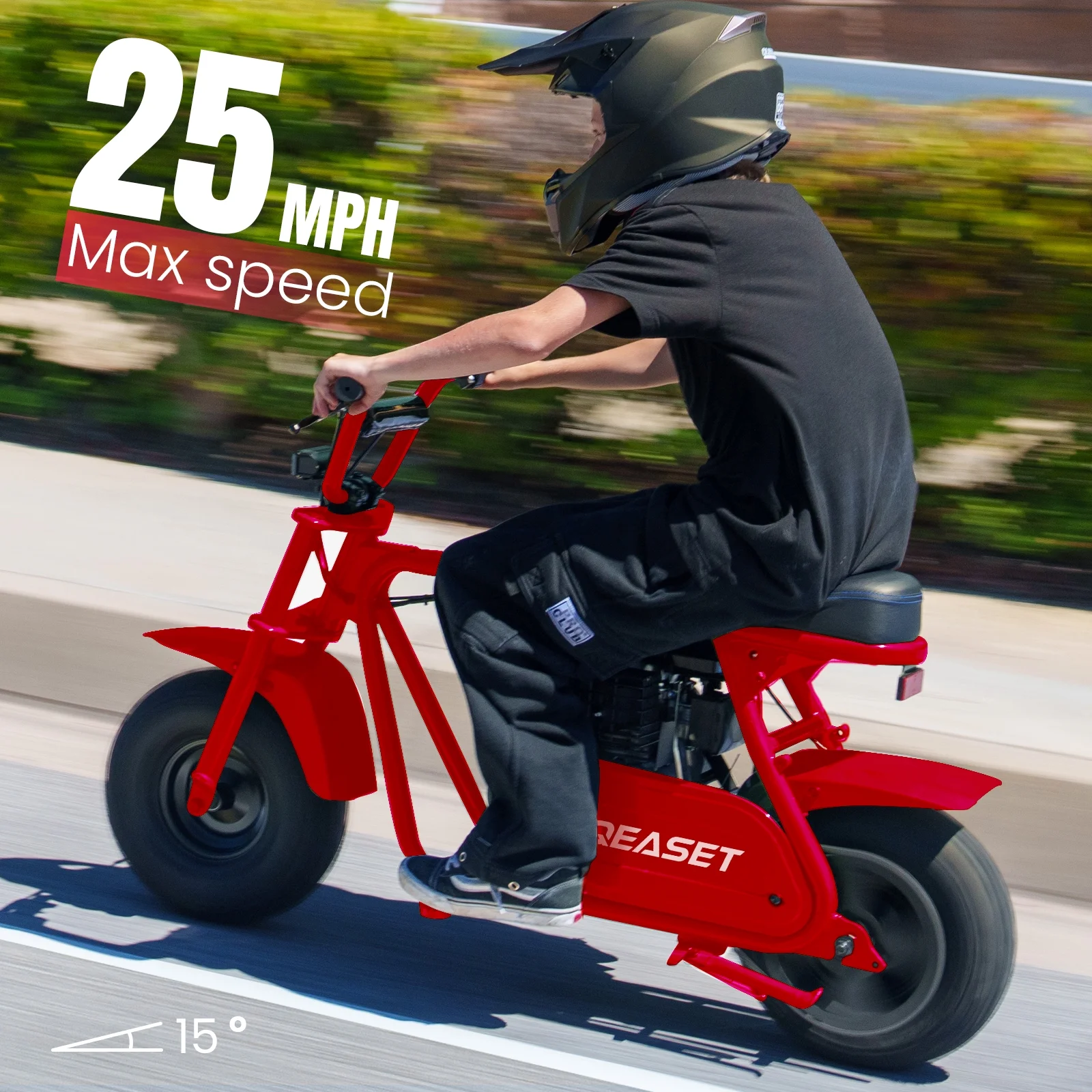 QEASET MB001 Gas Powered Mini Dirt Bike 99CC for Teens and Adults, 25MPH Off Road Motorcycle, Weight Support Up to 200 LBS - Black