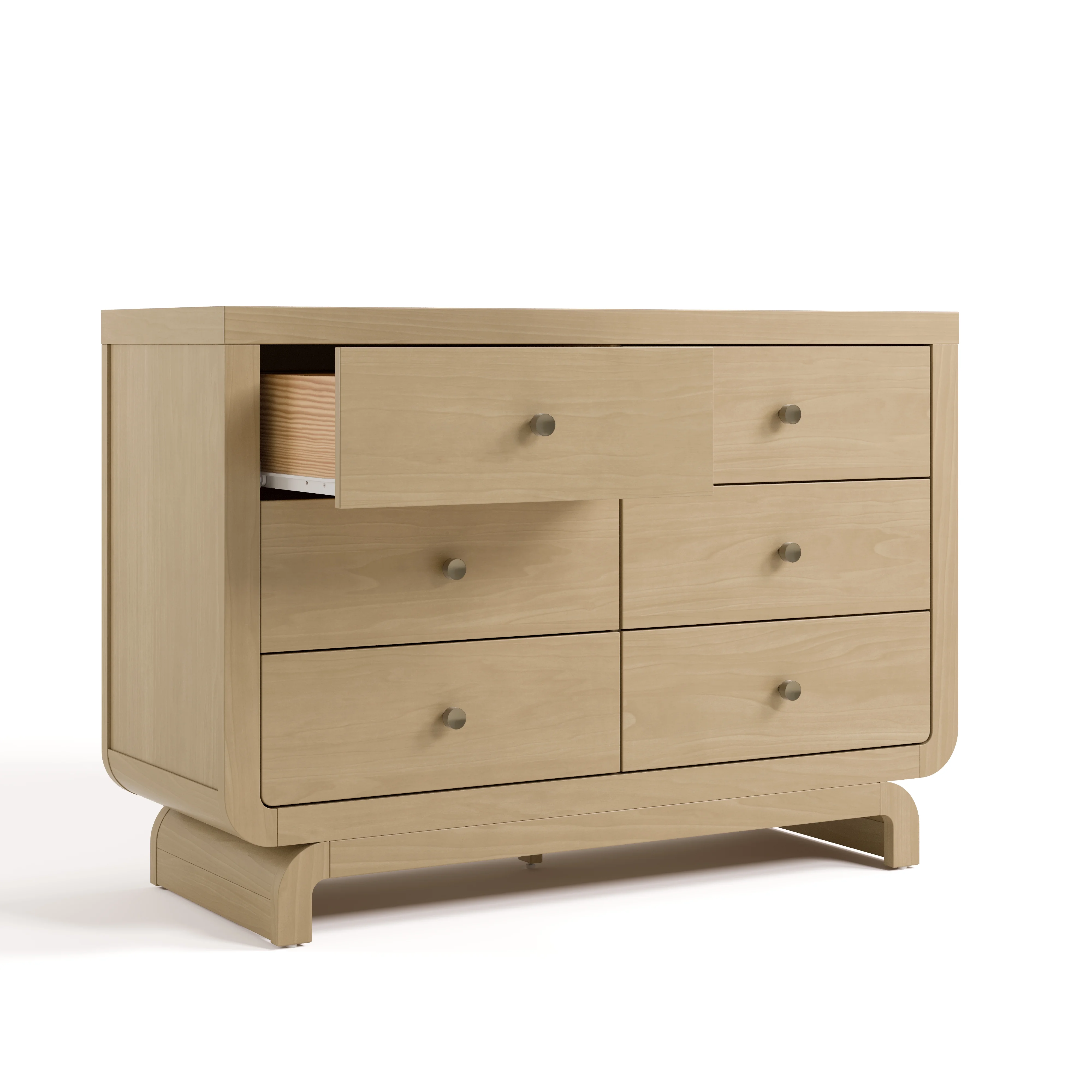 Storkcraft Santorini 6 Drawer Double Dresser, White/Driftwood