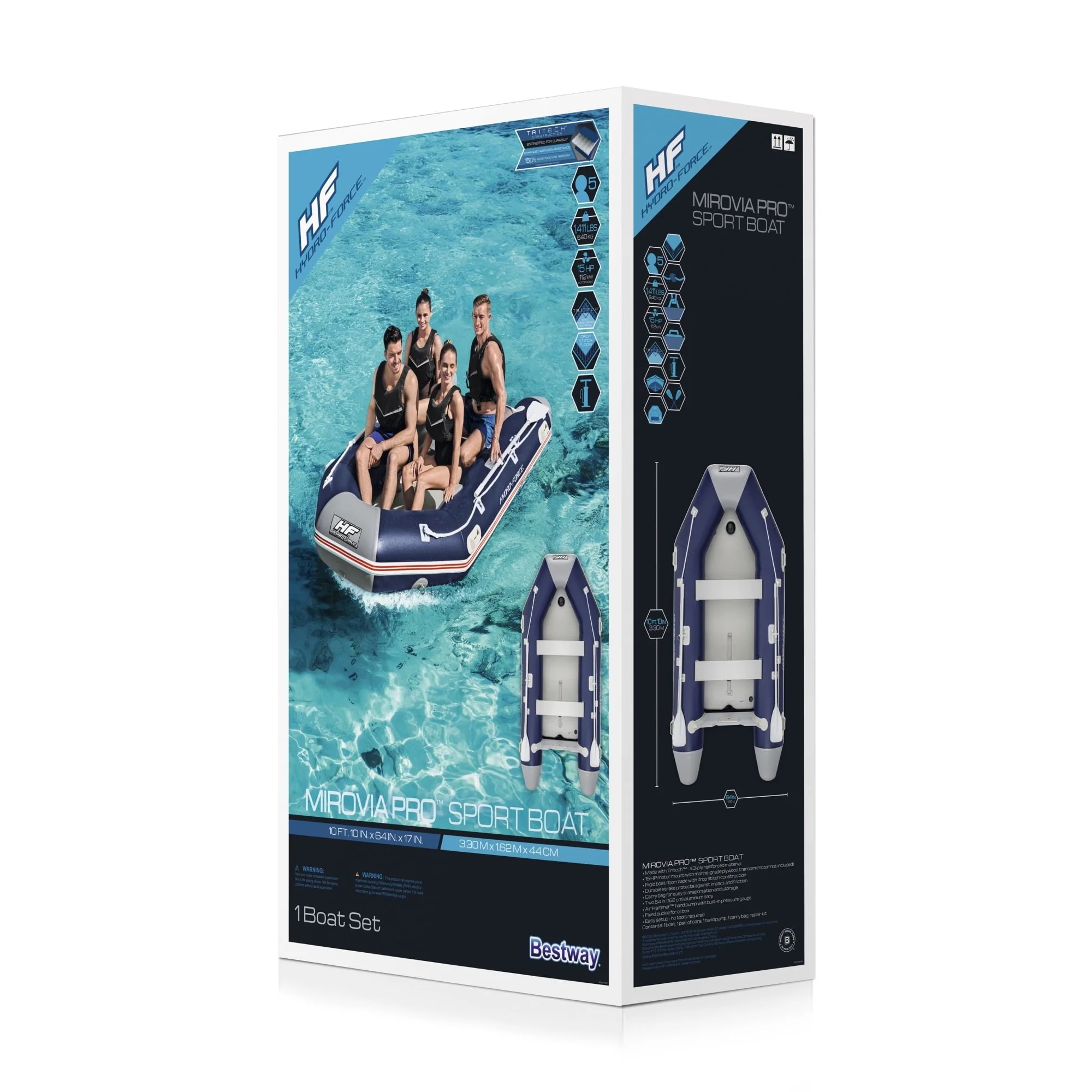 Bestway Hydro-Force Mirovia Pro Inflatable 5 Person Water Raft Boat Set