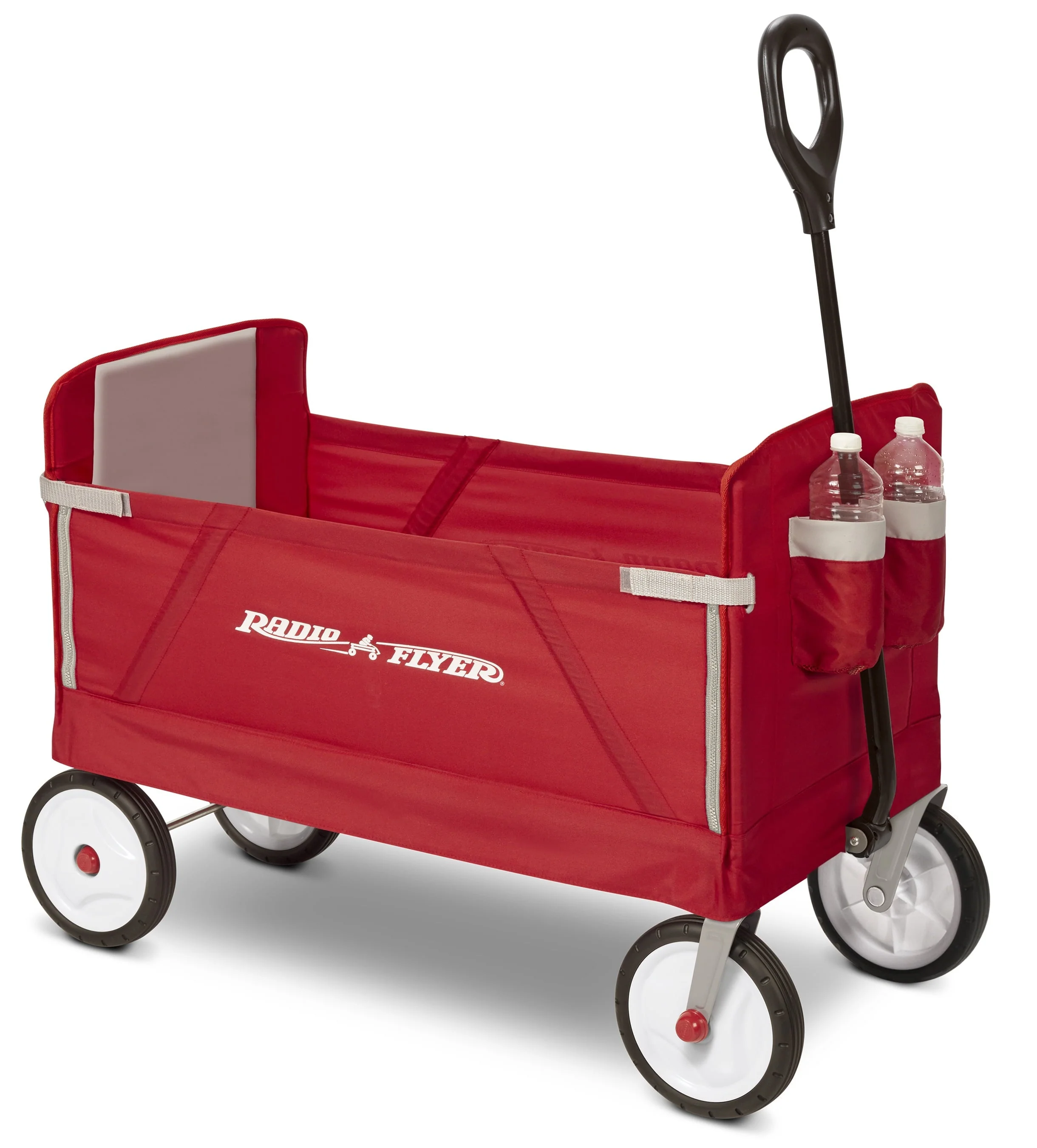 Radio Flyer, 3-in-1 EZ Fold Wagon, Padded Seat with Seat Belts, Red