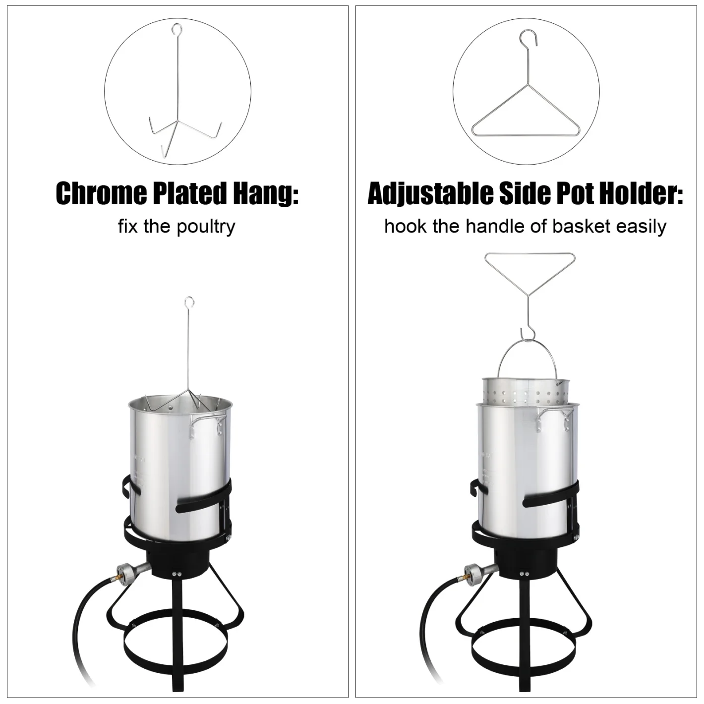 Turkey Fryer Kit, 30QT Aluminum Turkey Deep Fryer & 10QT Fish Fryer Kit w/Baskets & Stand, 54000 BTU Propane Burner, Thermometer, Marinade Injector, Turkey Rack & Rack Lifter, for Outdoor Cooking