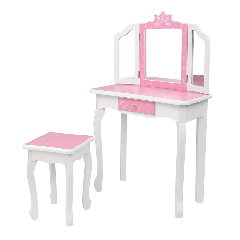 Winado Kids Vanity Table and Chair Set with Mirror Makeup Dressing Table with Drawer Fashion