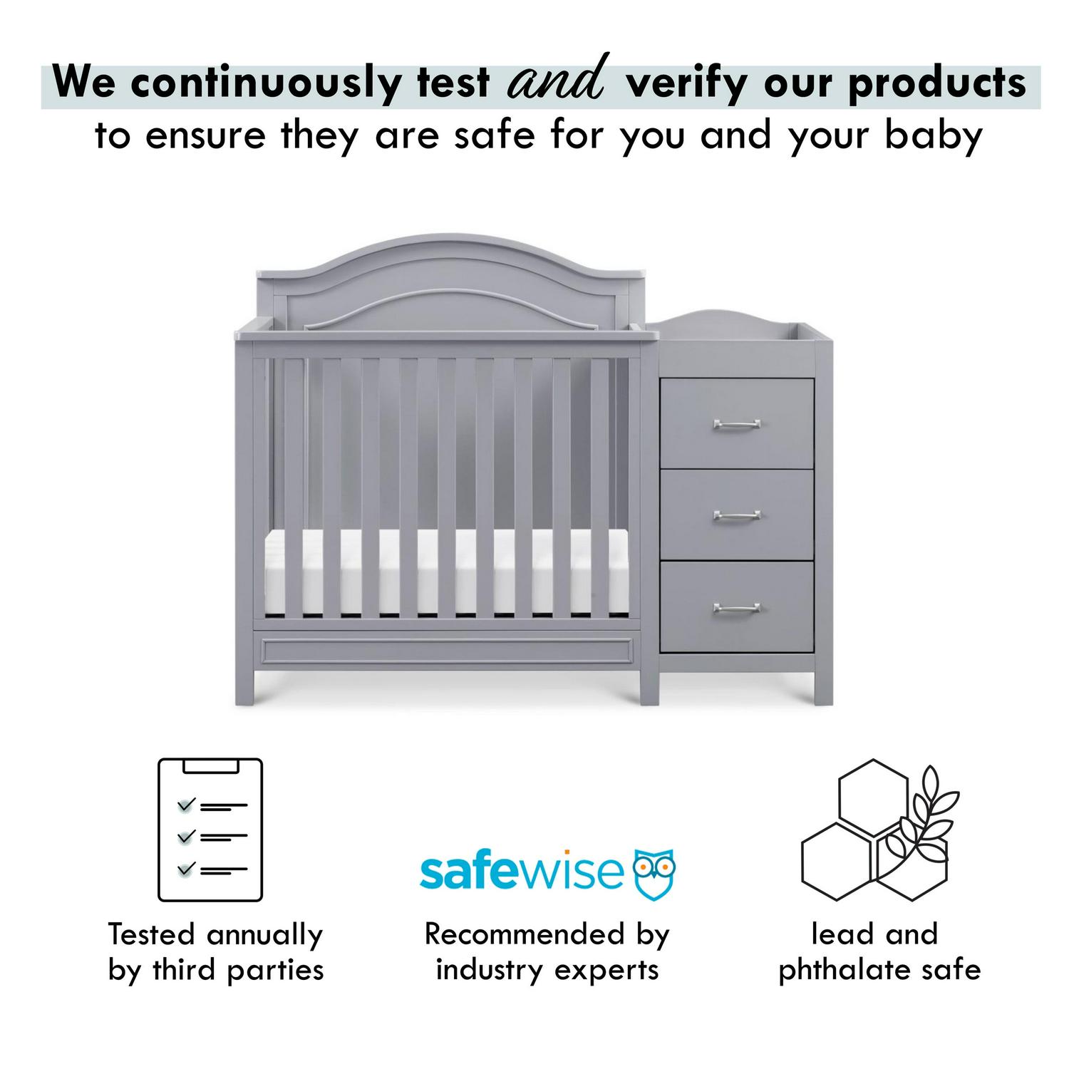 DaVinci Charlie 4-in-1 Convertible Mini Crib & Changer in Grey