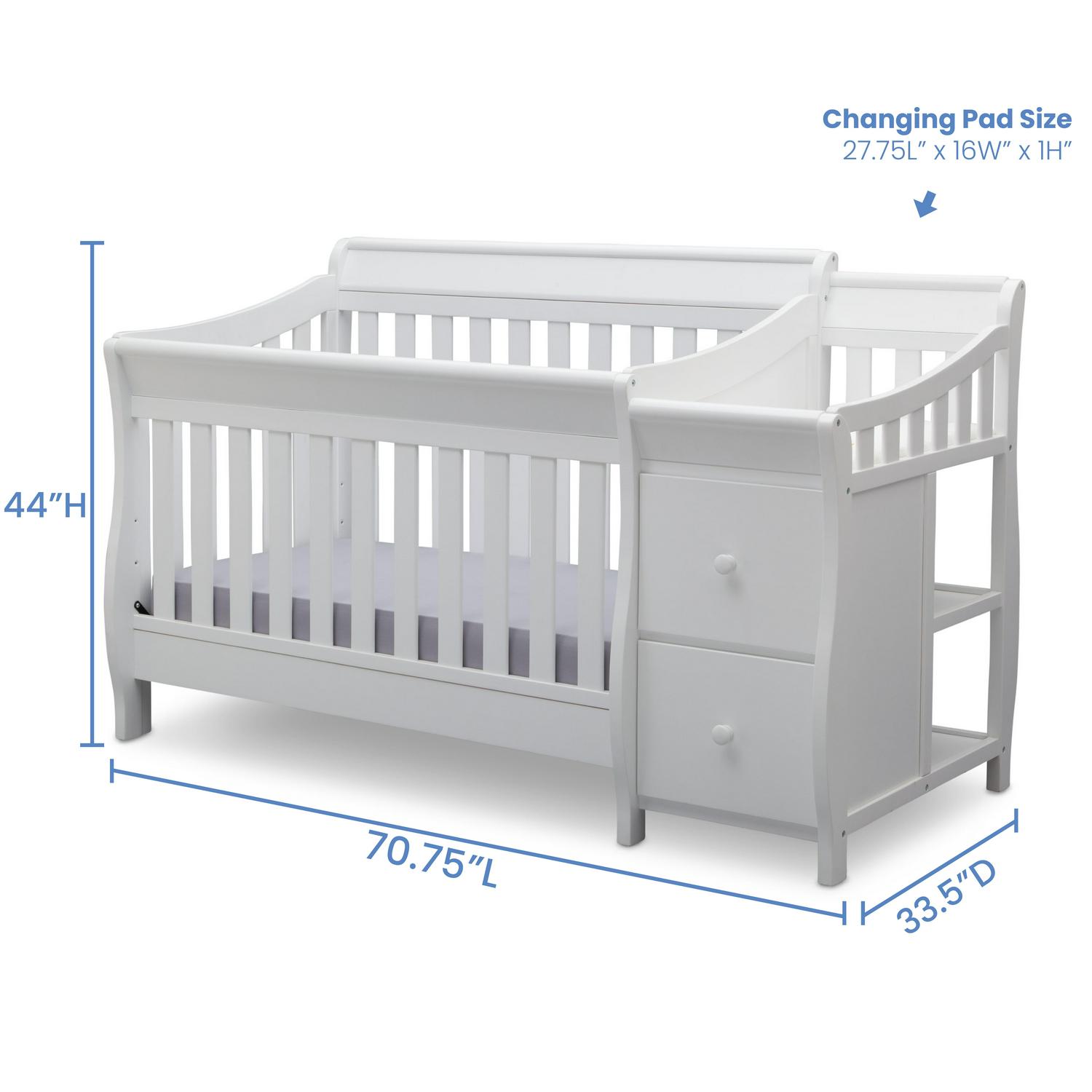 Delta Children Bentley S 4-in-1 Convertible Baby Crib and Changer. White