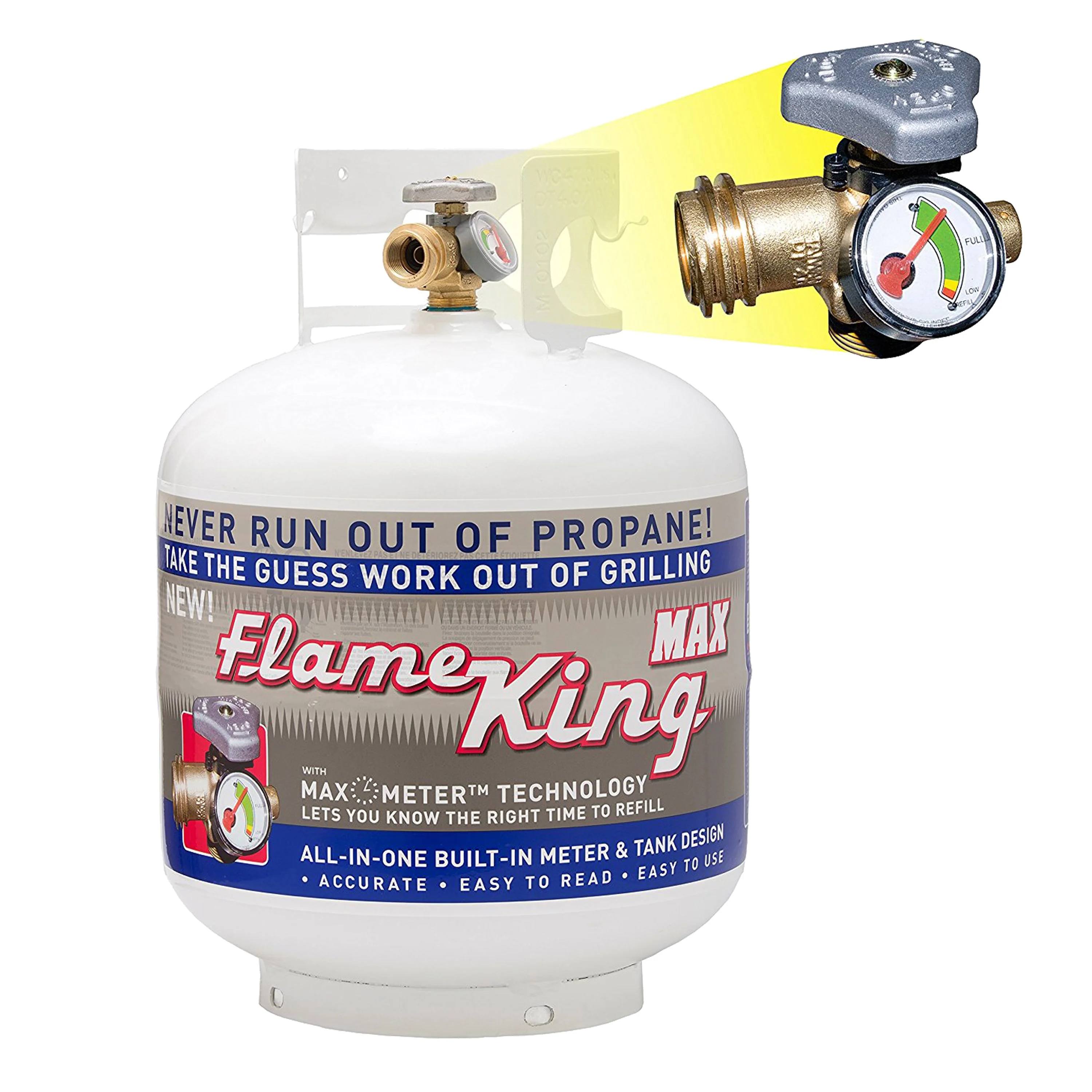 Flame King Empty Steel Propane Tank LP Cylinder with OPD Valve & Built-in Gauge, 20 lbs